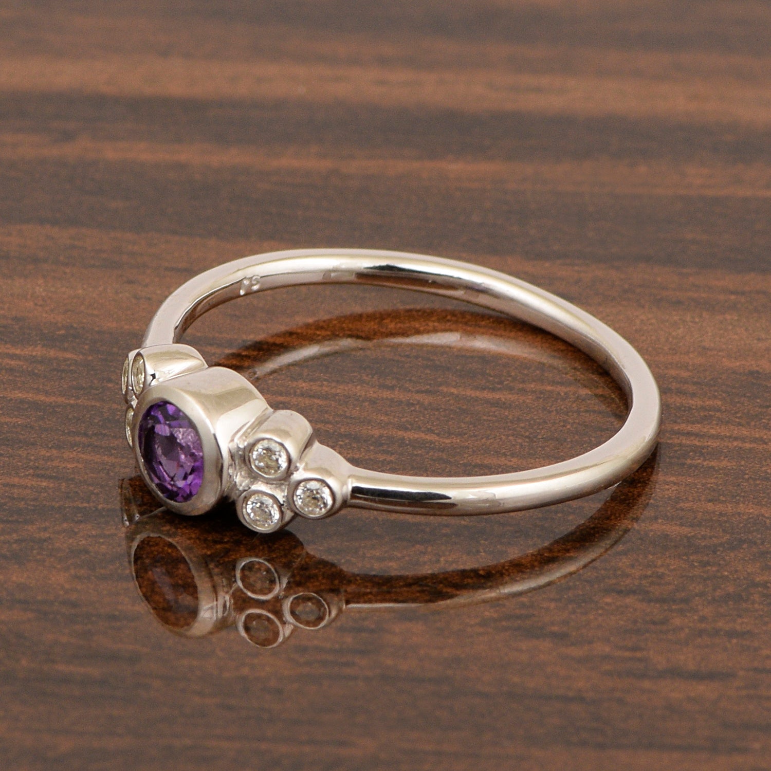 925 Sterling Silver Round 4mm Amethyst Engagement For Her Ring - Kimaya INC