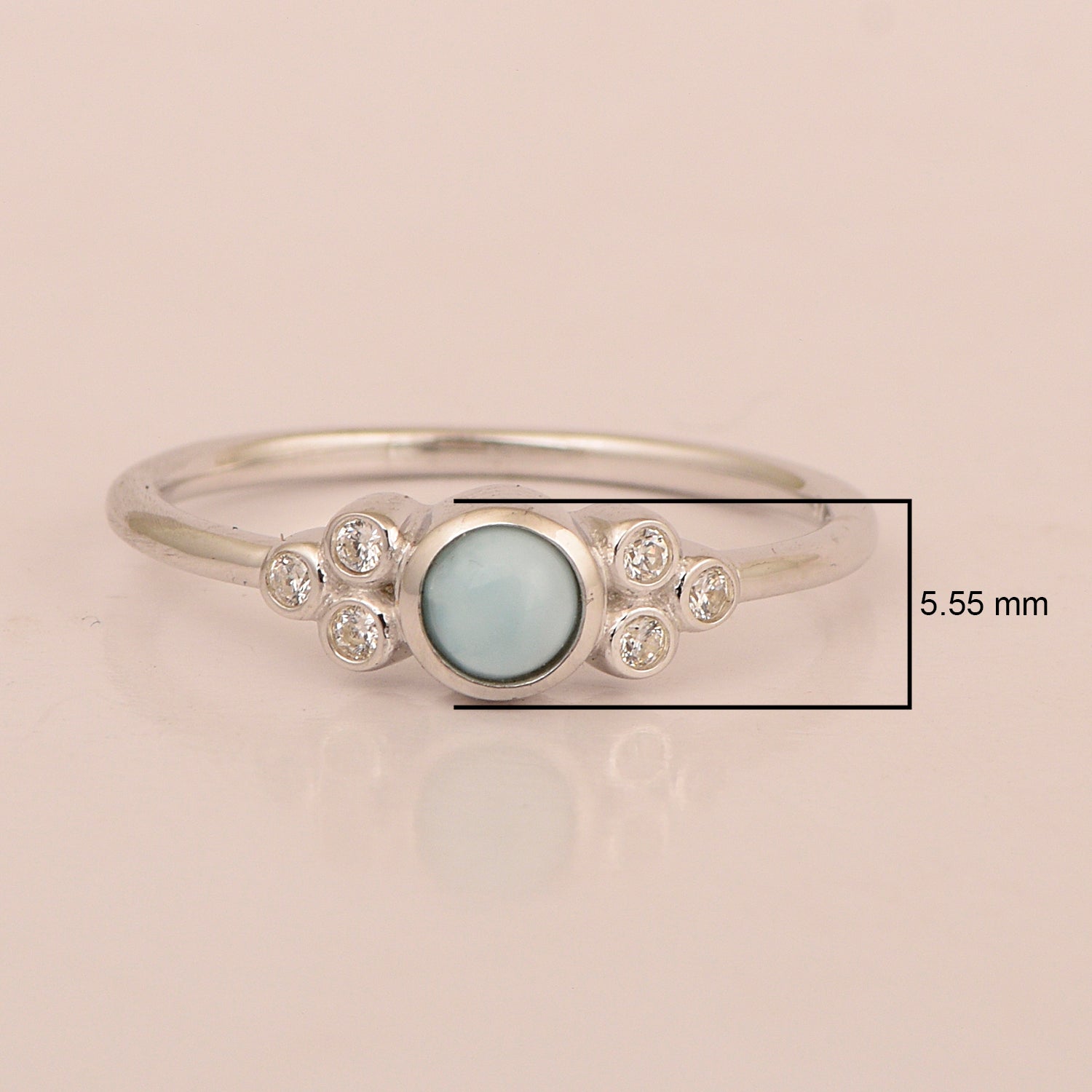 925 Sterling Silver Round 4mm Lapis Lazuli Engagement For Her Ring - Kimaya INC