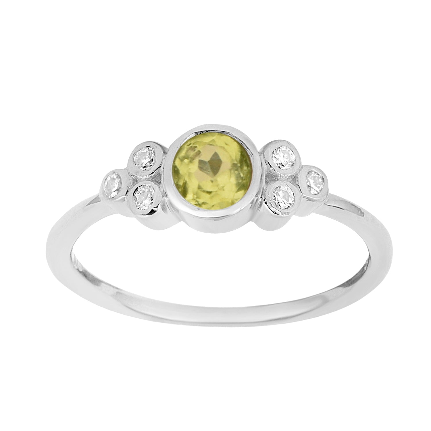 925 Sterling Silver Round 4mm Peridot Engagement For Her Ring - Kimaya INC
