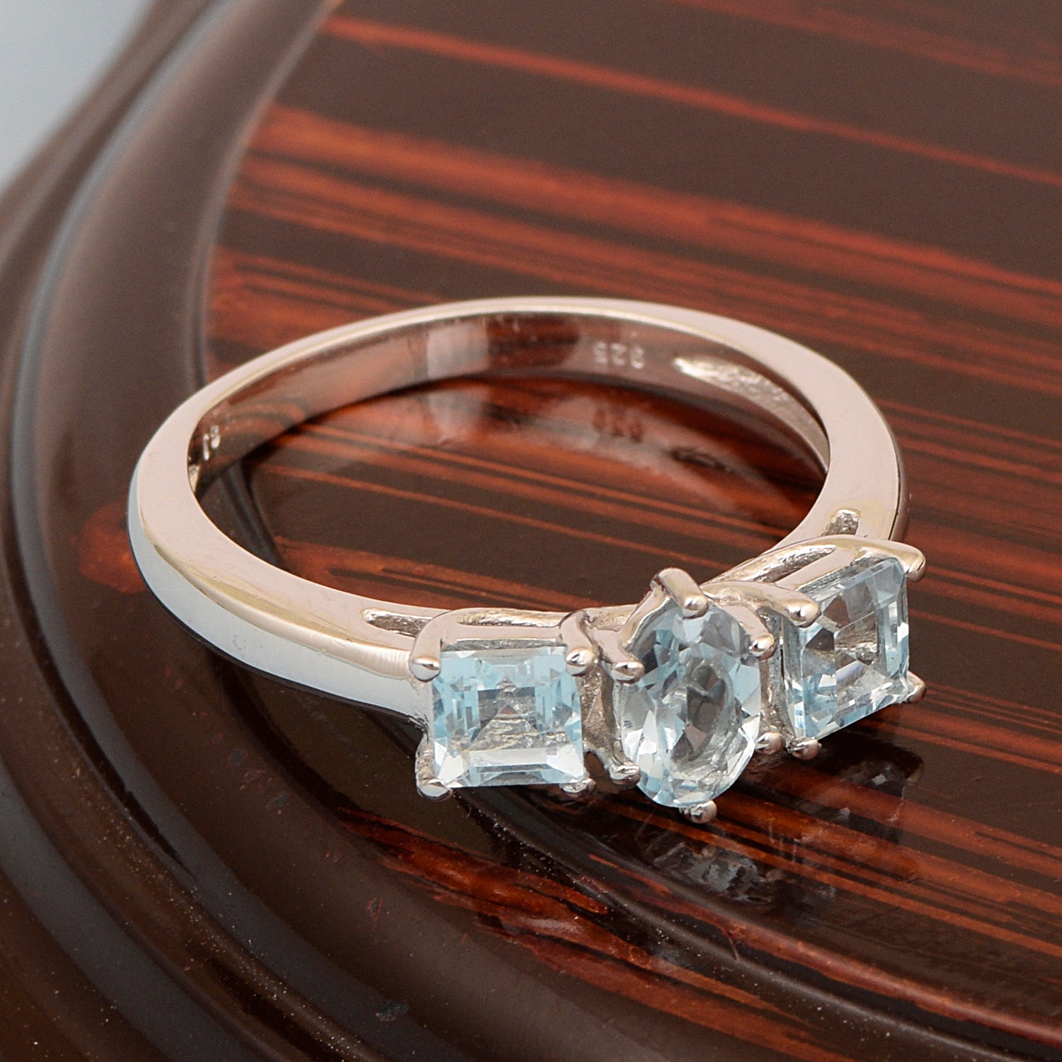 Sterling Silver Round 1.1 Ctw Aquamarine Infinite Rings - Kimaya INC