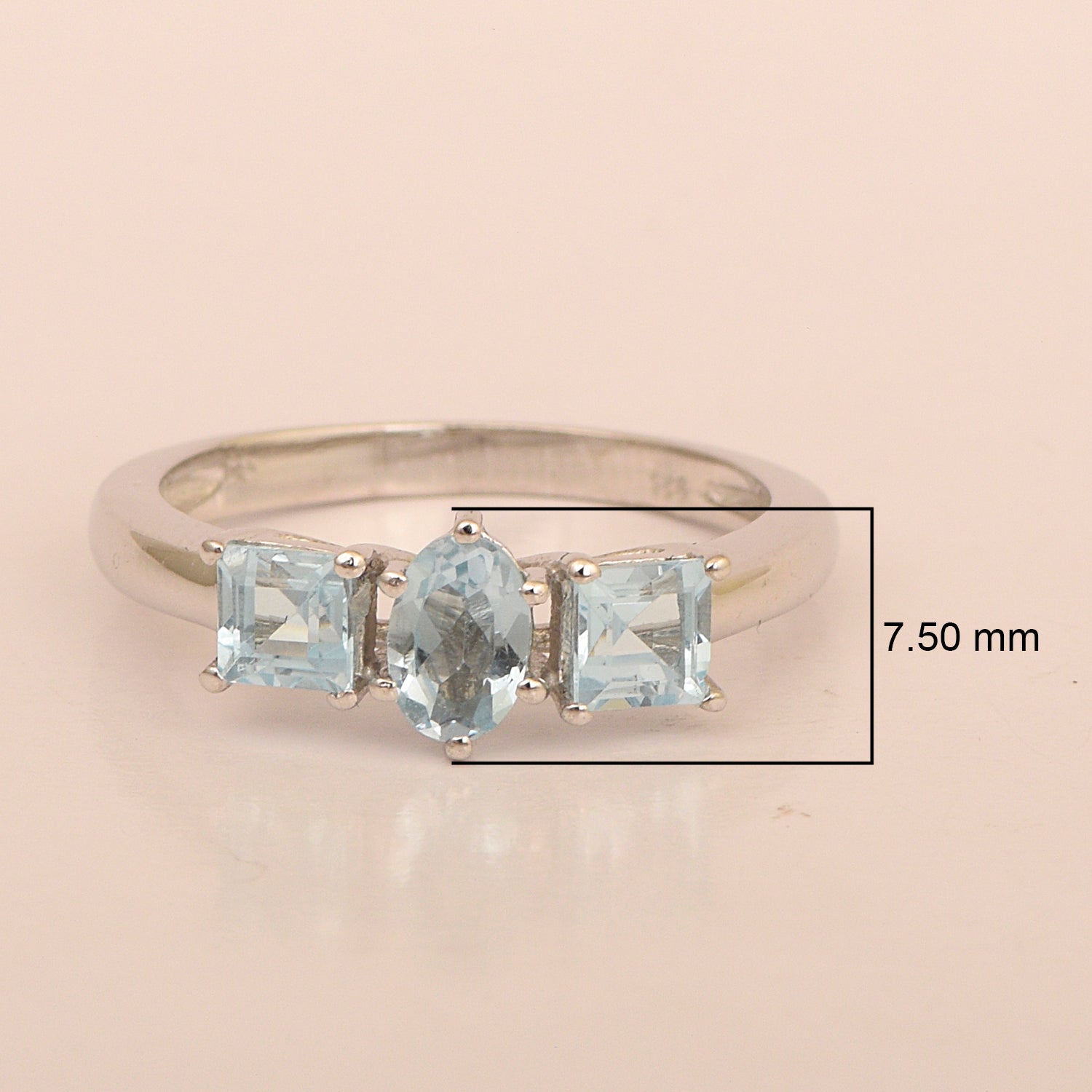 Sterling Silver Round 1.1 Ctw Aquamarine Infinite Rings - Kimaya INC