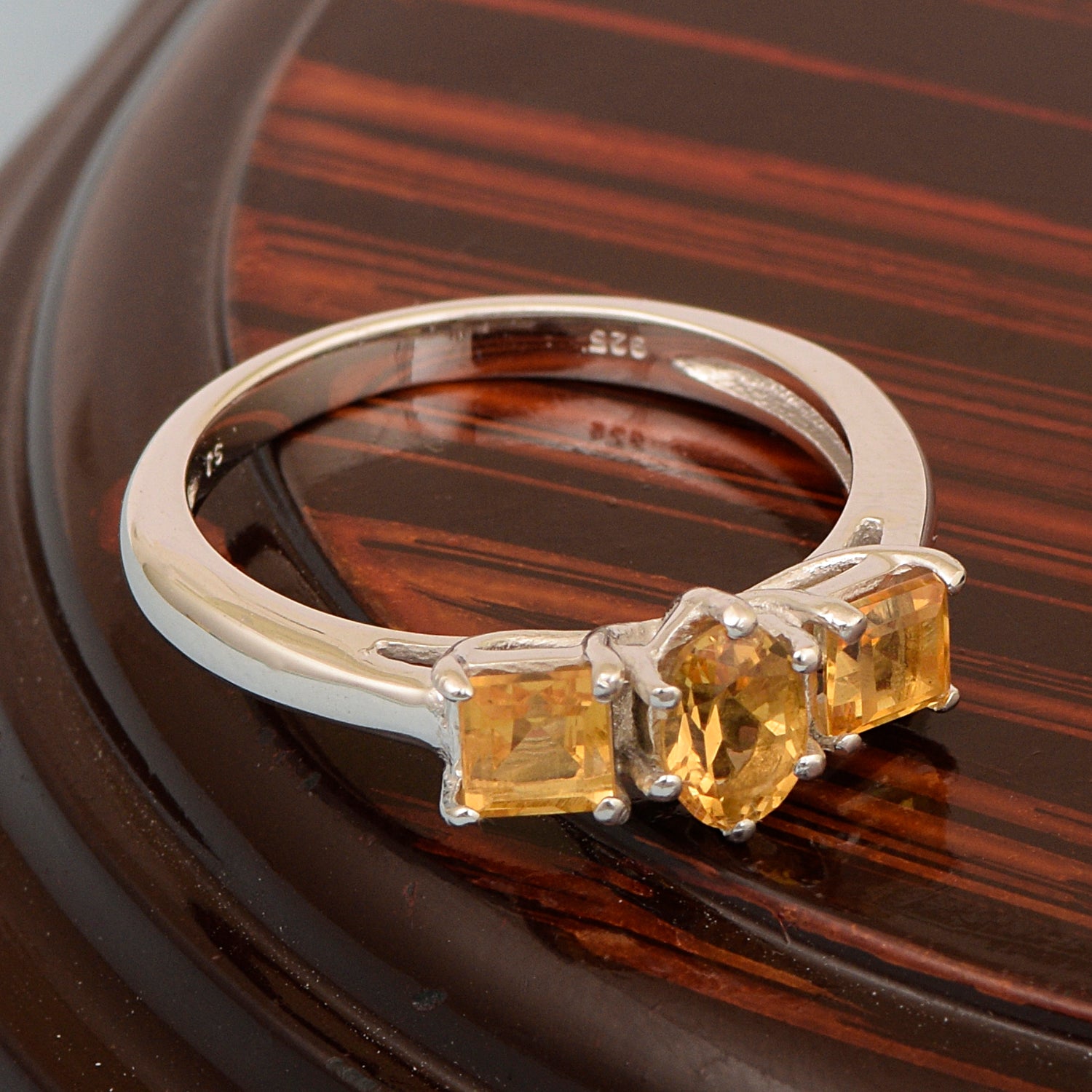 Sterling Silver Round 1.1 Ctw Citrine Gemstone Infinite Elements Women Rings - Kimaya INC