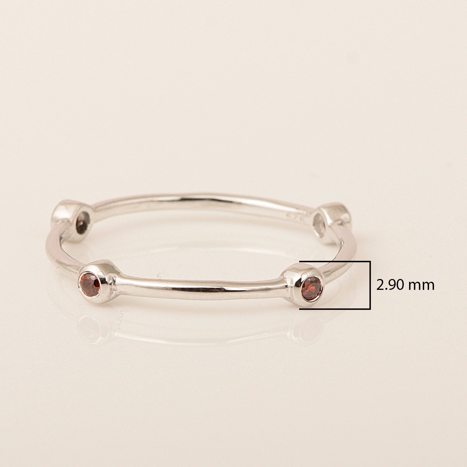 925 Sterling Silver Round 0.20 Ctw Garnet Stackable Band Women Engagement Ring - Kimaya INC