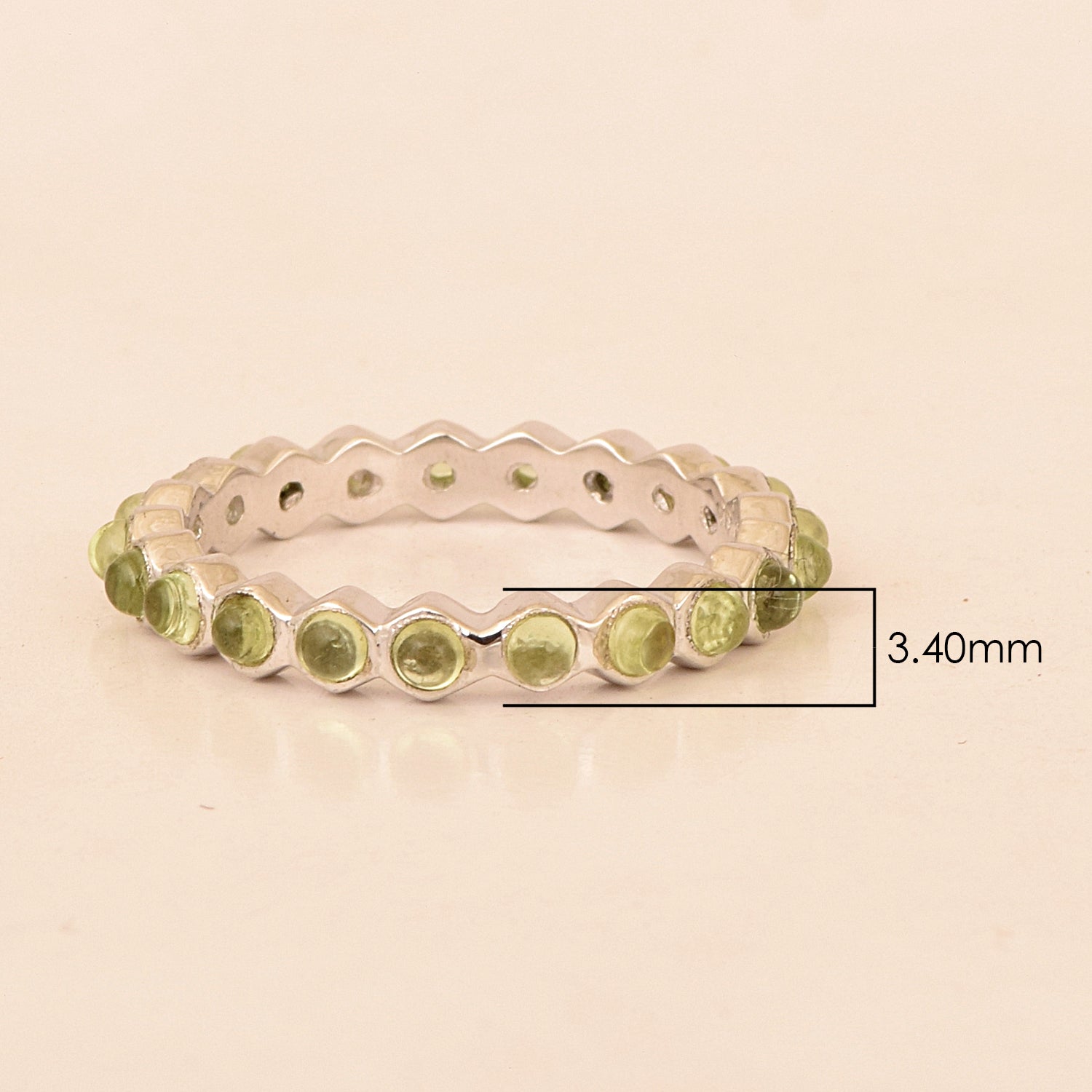 Full Eternity 1.20 Ctw Peridot Gemstone Wedding Stacking Ring - Kimaya INC