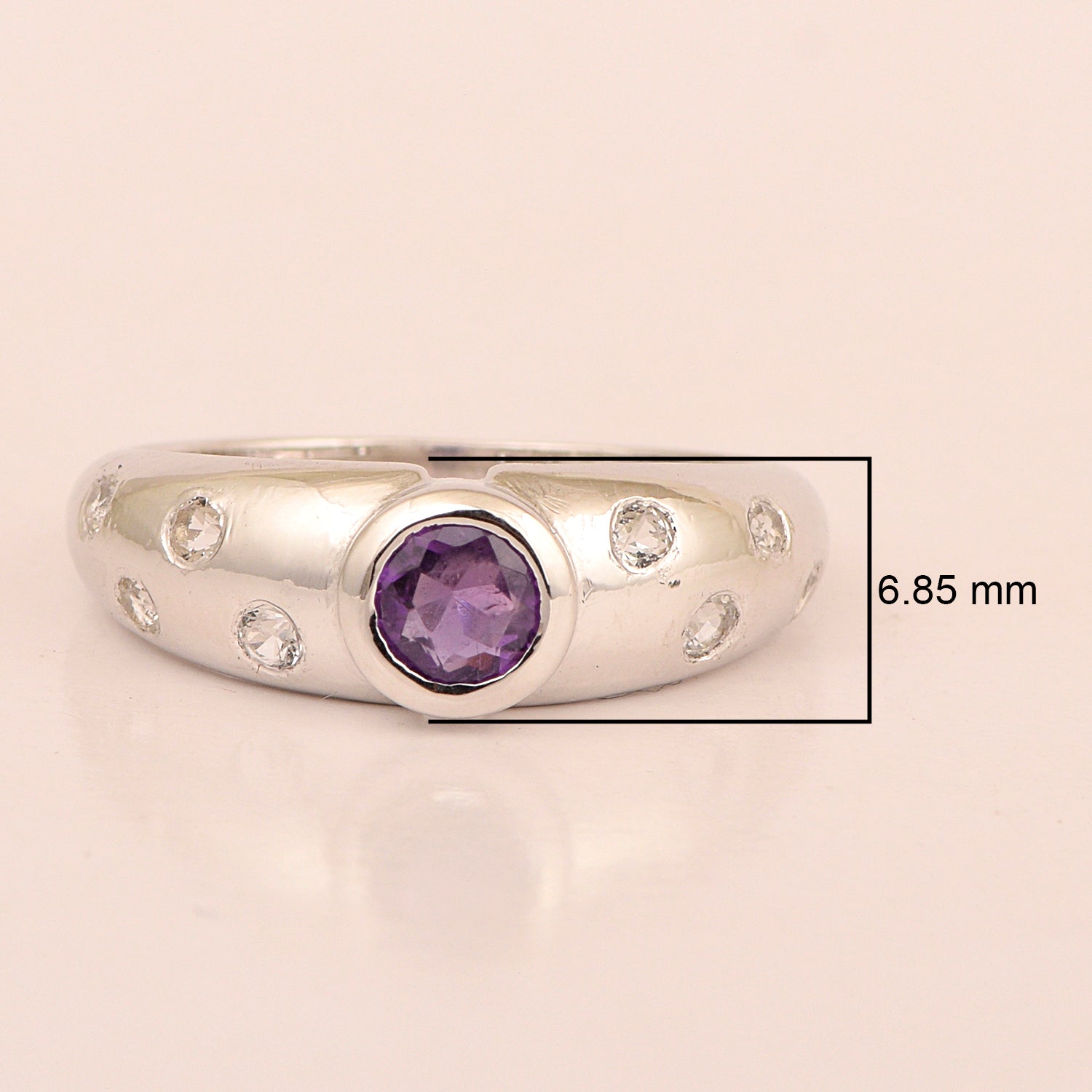 925 Sterling Silver Round 5mm Amethyst Women Promise Ring - Kimaya INC