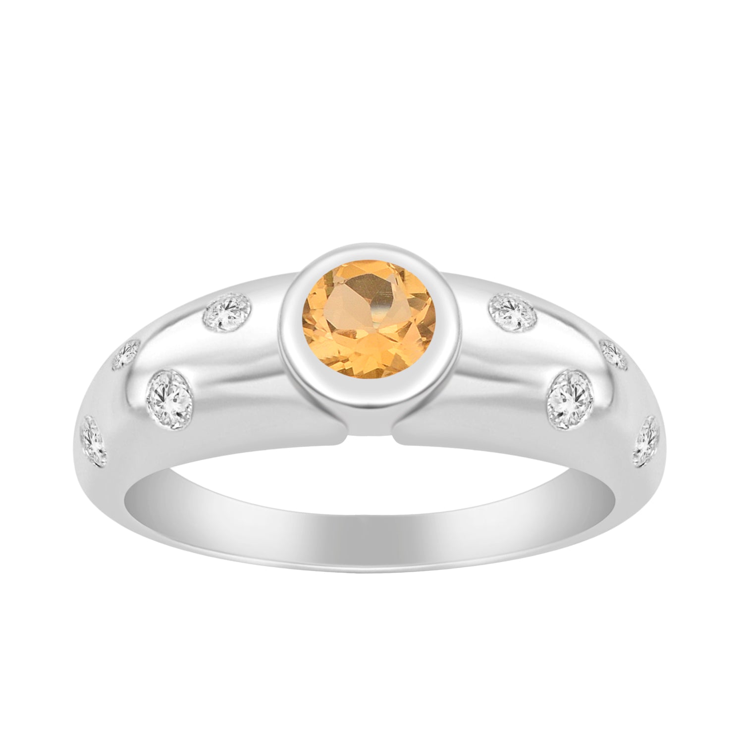 925 Sterling Silver Round 5mm Citrine Women Promise Ring - Kimaya INC
