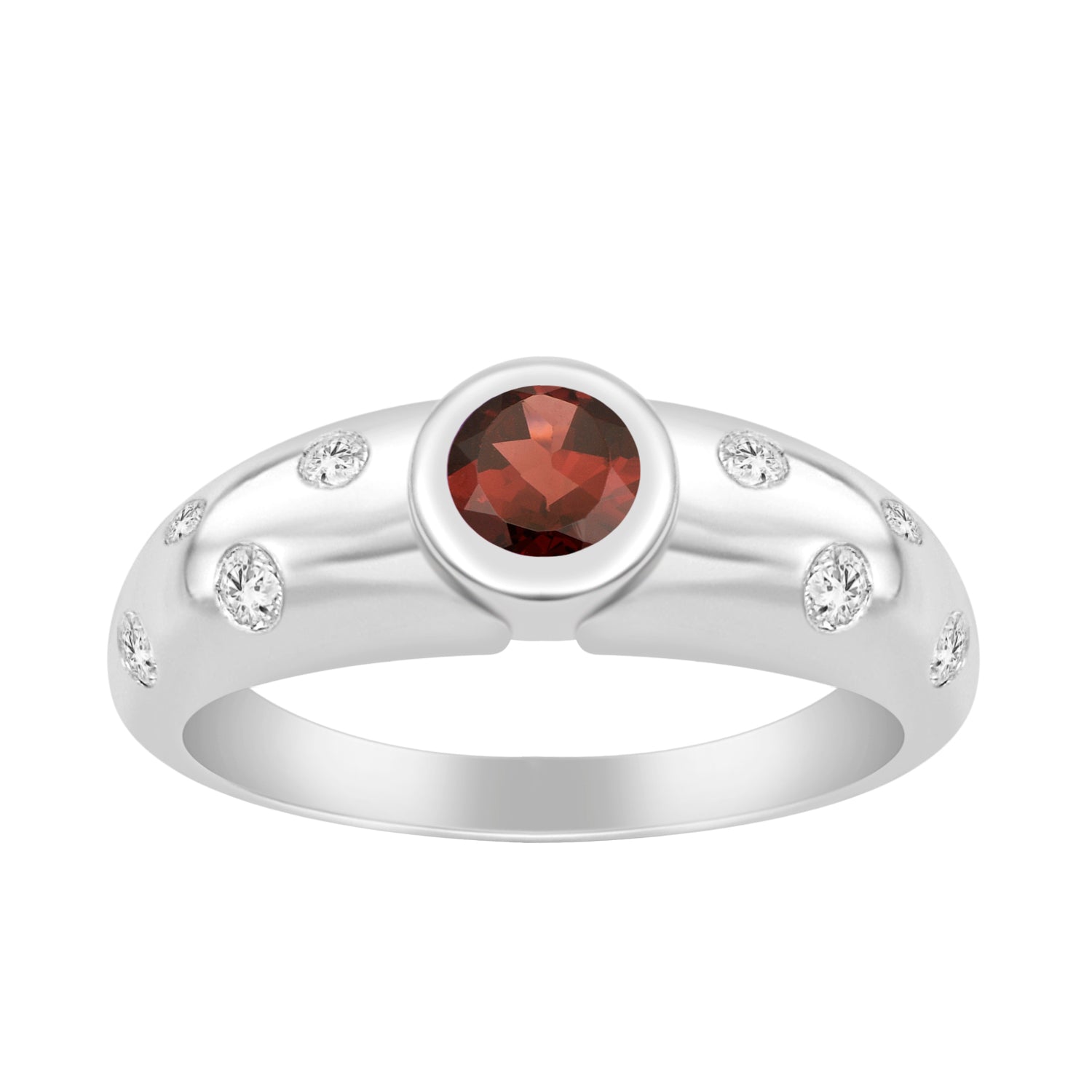 925 Sterling Silver Round 5mm Garnet Women Promise Ring - Kimaya INC