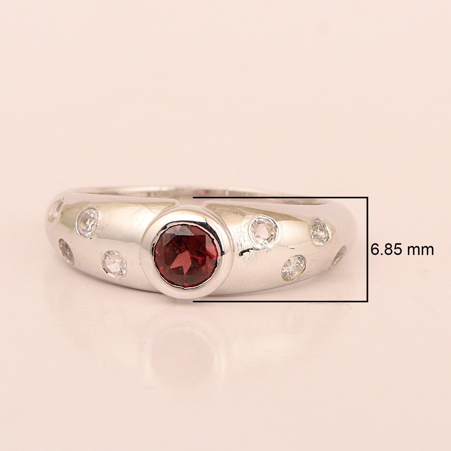 925 Sterling Silver Round 5mm Garnet Women Promise Ring - Kimaya INC