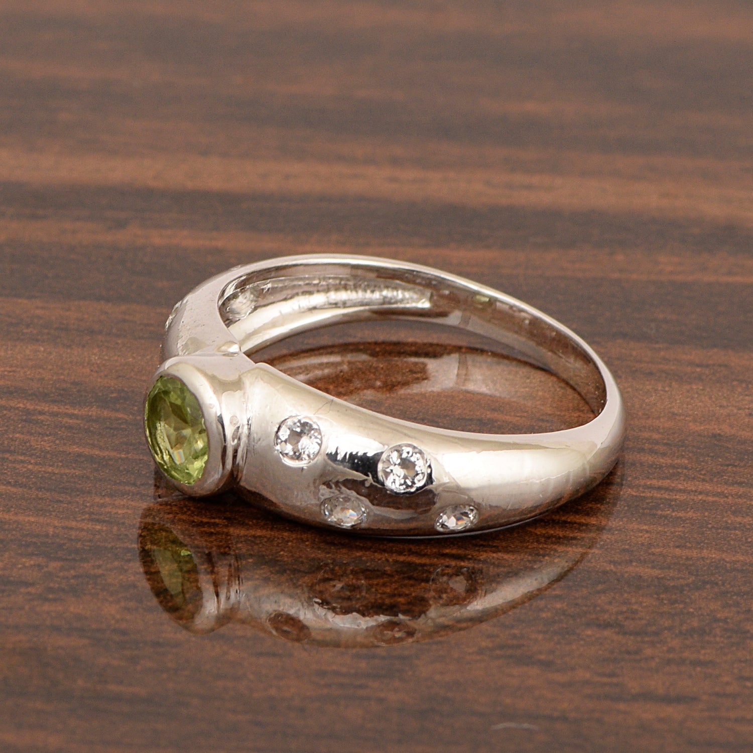 925 Sterling Silver Round 5mm Peridot Women Promise Ring - Kimaya INC