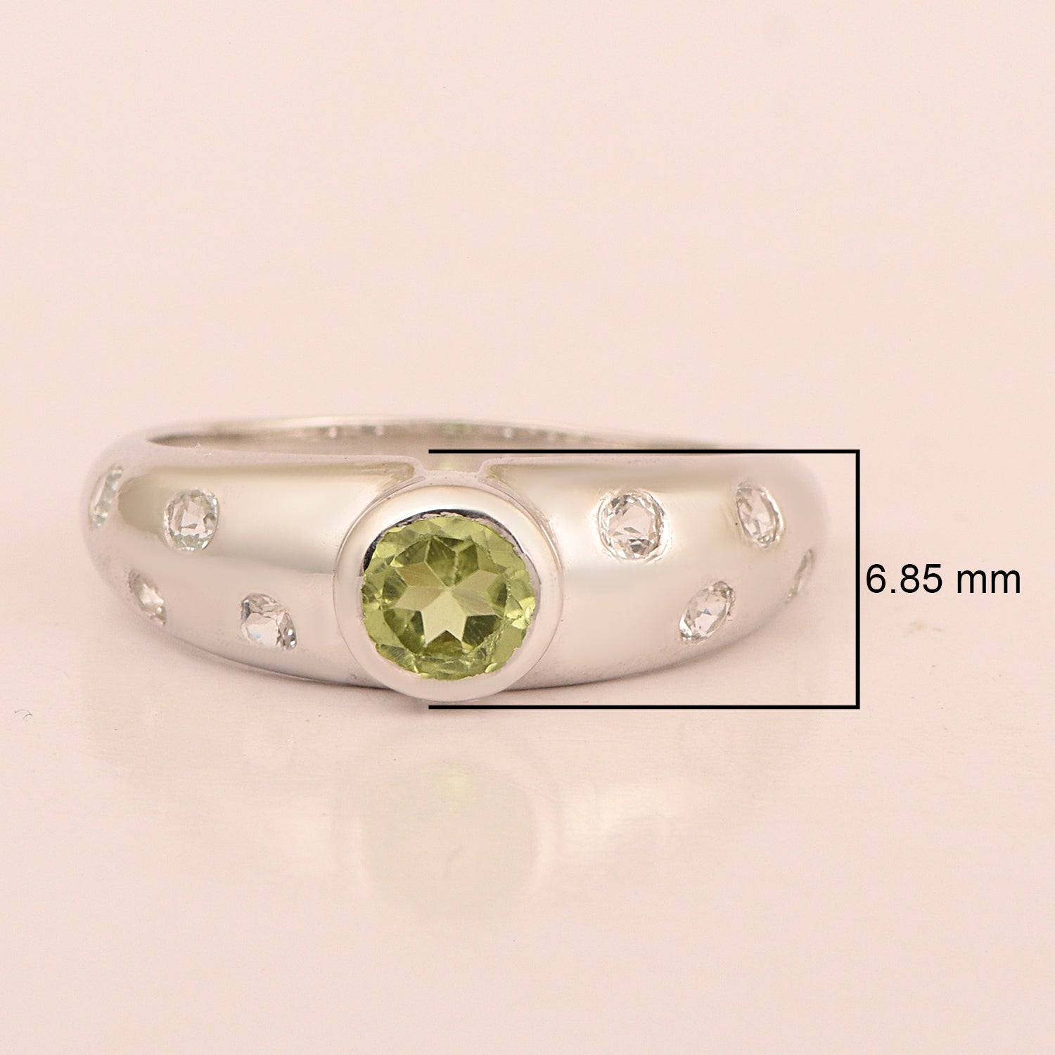 925 Sterling Silver Round 5mm Peridot Women Promise Ring - Kimaya INC