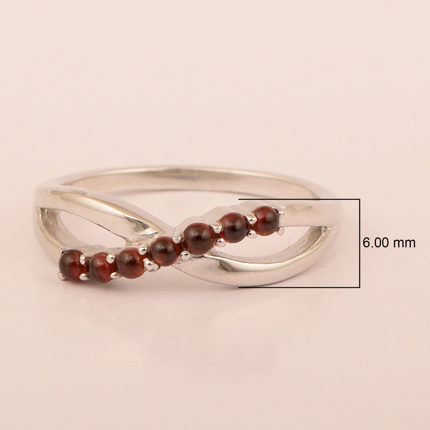 925 Sterling Silver Eternity Round 0.35 Ctw Garnet Women Rings - Kimaya INC