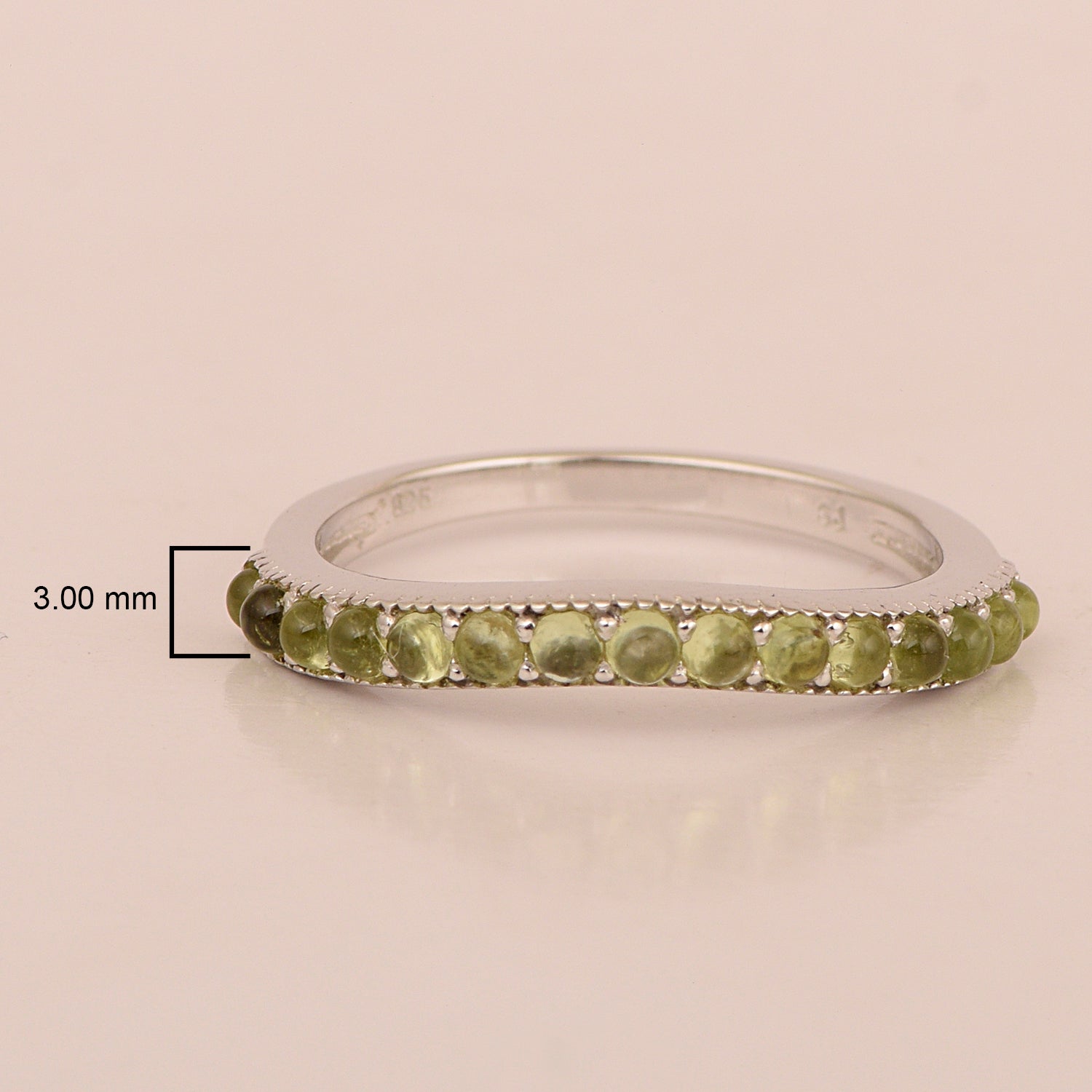 925 Sterling Silver Curve Band Round 0.75 Ctw Peridot Stacking Ring - Kimaya INC