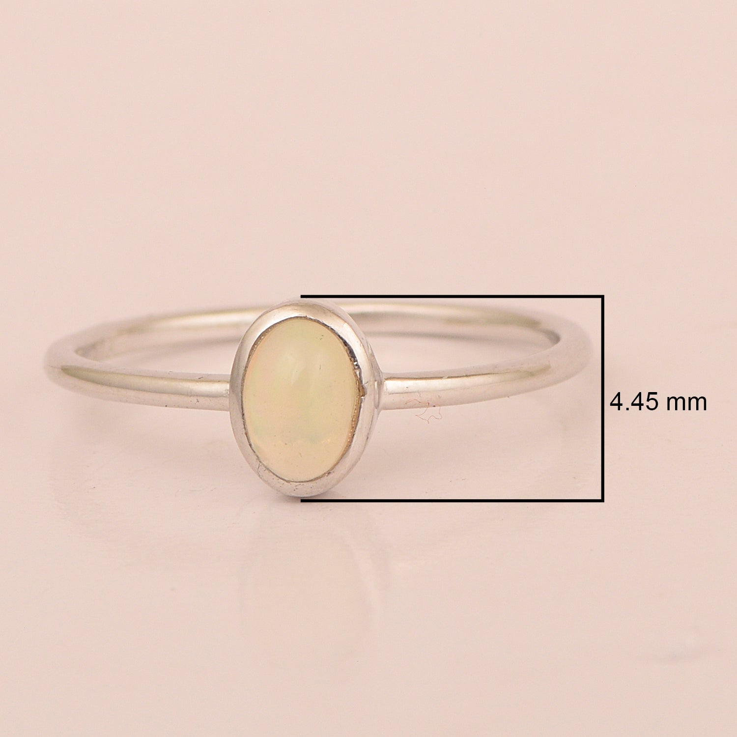Stackable Oval 0.20 Ctw Opal Bezel Set 925 Sterling Silver Stacking Rings - Kimaya INC