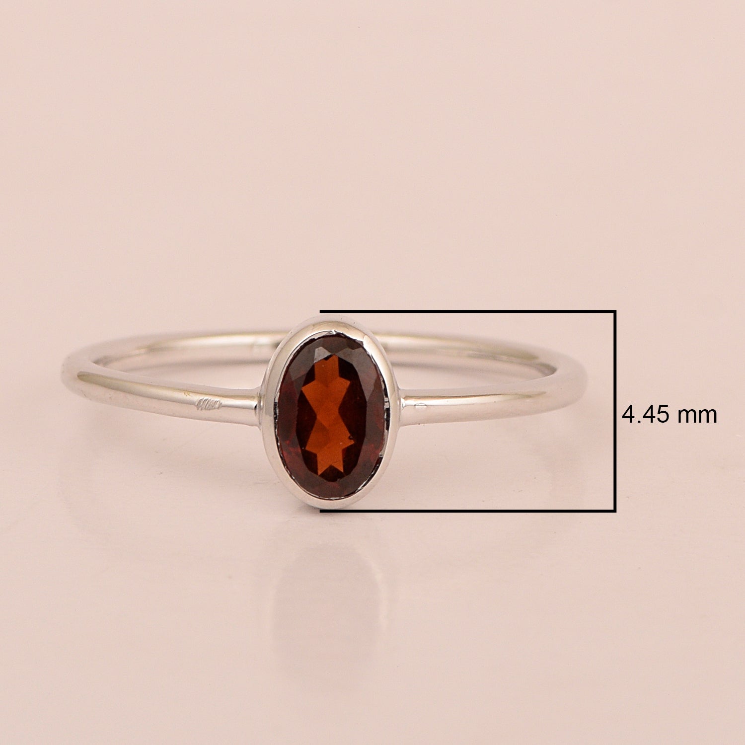 Stackable Oval 0.20 Ctw Garnet Bezel Set 925 Sterling Silver Stacking Rings - Kimaya INC