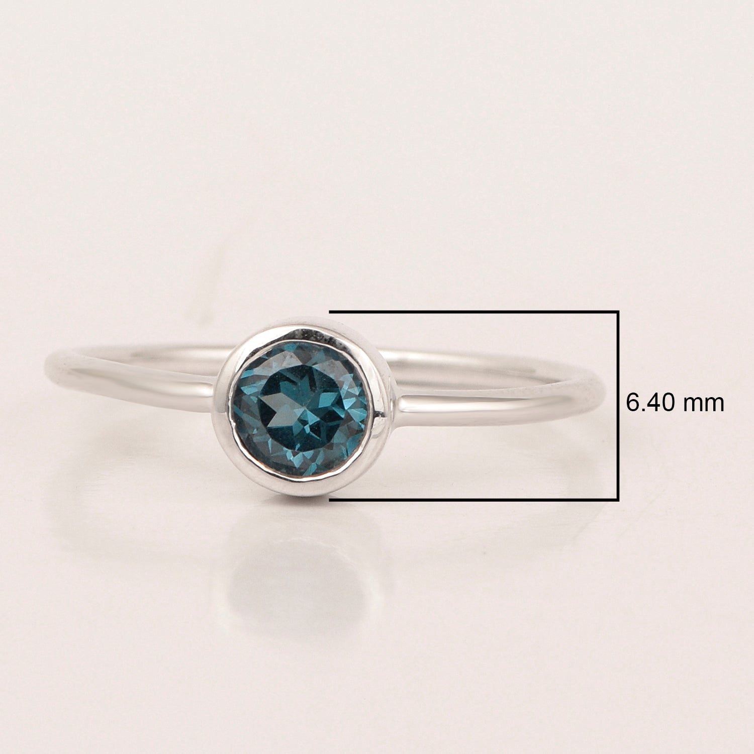 925 Sterling Silver Round 5mm 0.30 Ctw London Blue Topaz Women Engagement Ring - Kimaya INC