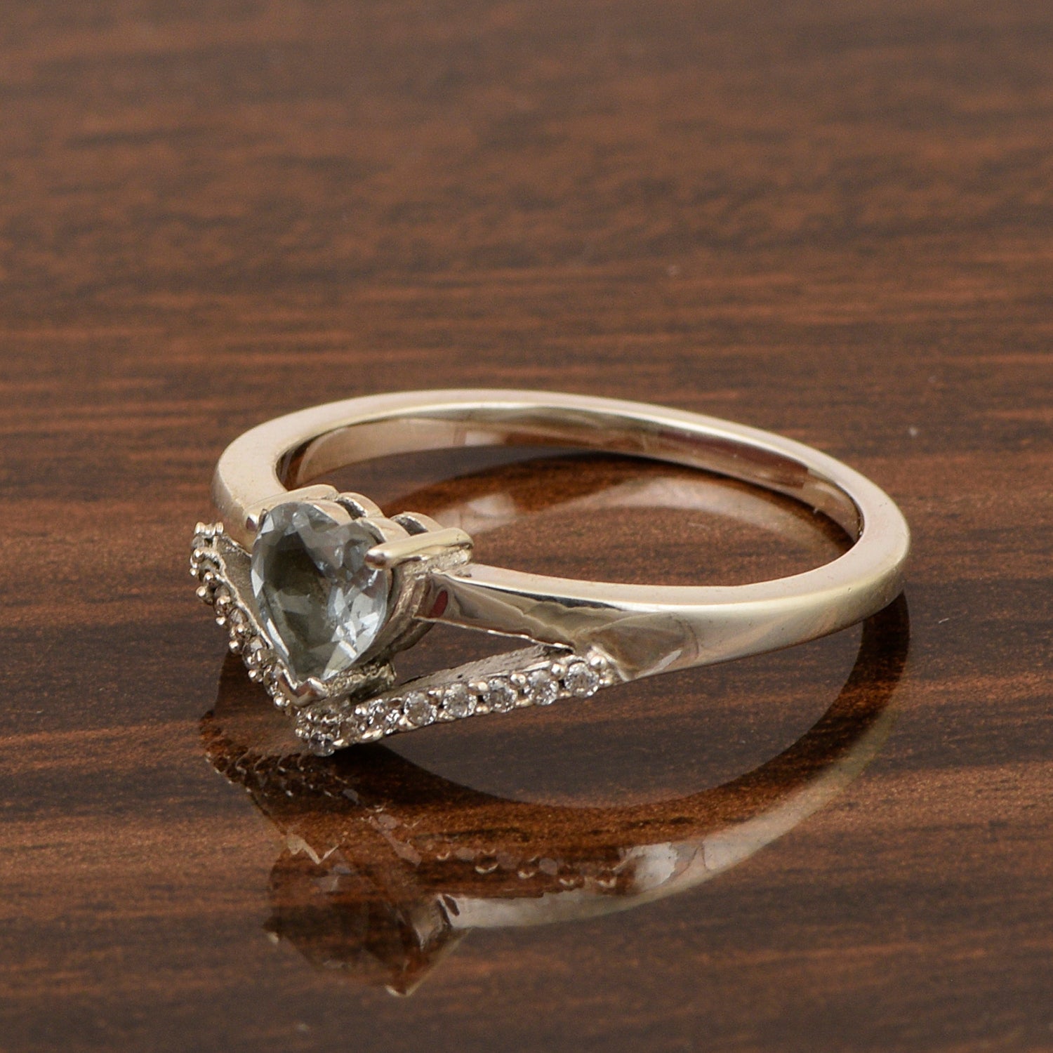 Sterling Silver Love Heart Cut 5MM Aquamarine Engagement Rings - Kimaya INC