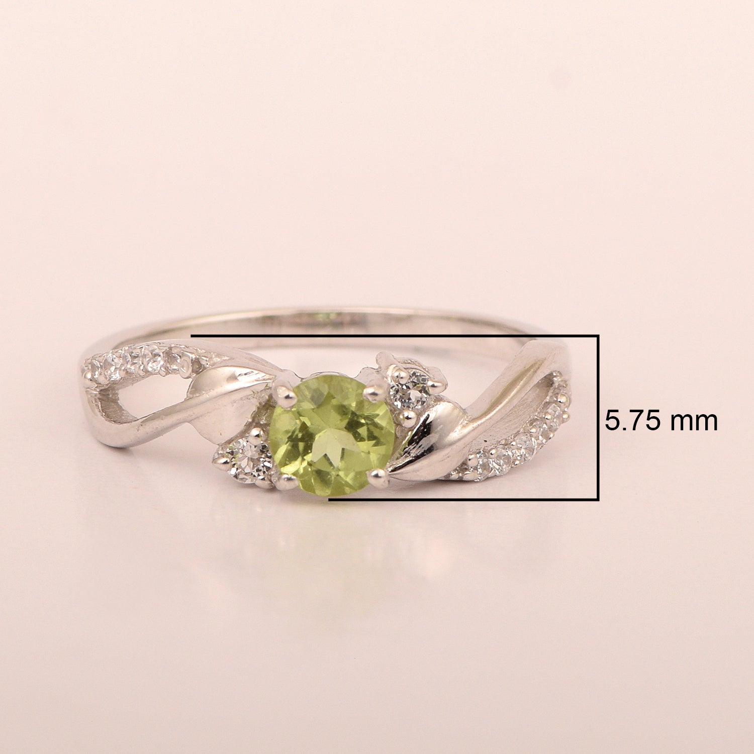 Sterling Silver Round 5mm Peridot Bypass Shank Women Wedding Ring - Kimaya INC
