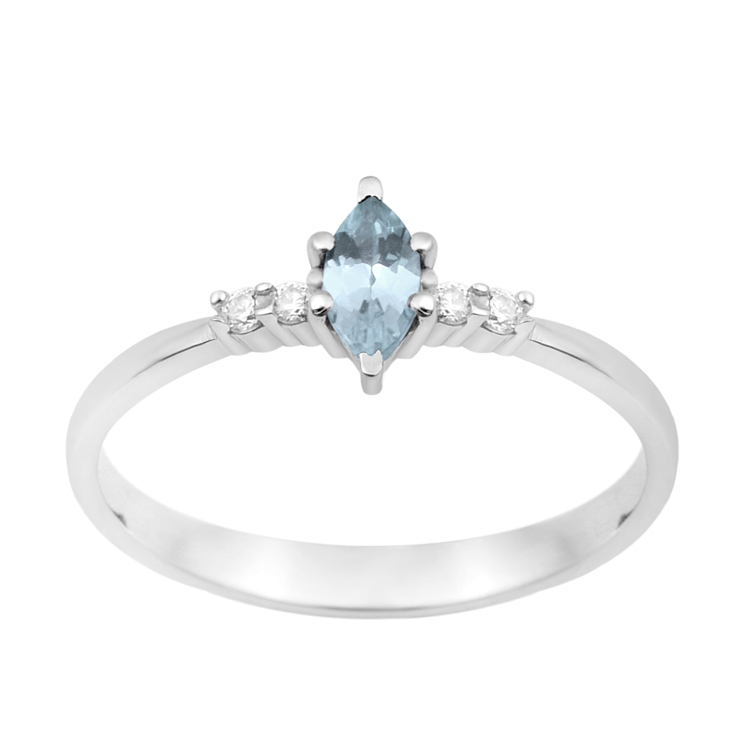 925 Sterling Silver Marquise 6x3mm Blue Topaz Ring - Kimaya INC