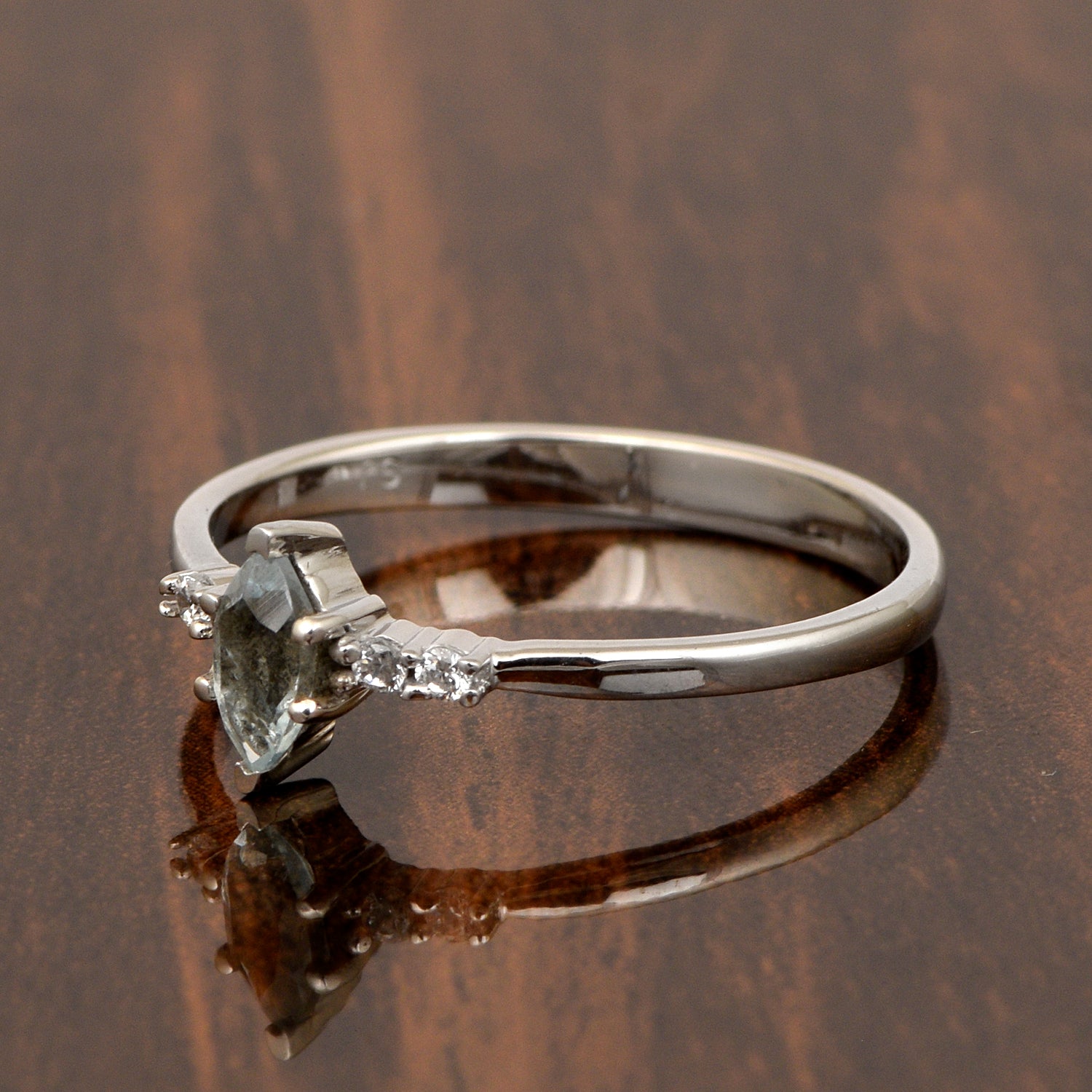 925 Sterling Silver Marquise 6x3mm Blue Topaz Ring - Kimaya INC