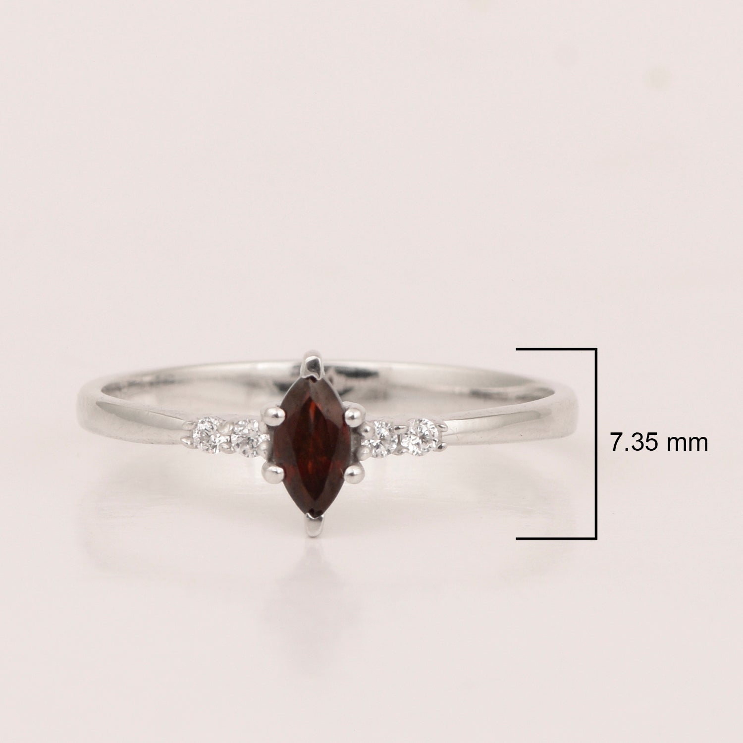 925 Sterling Silver Marquise 6x3mm Garnet Ring - Kimaya INC
