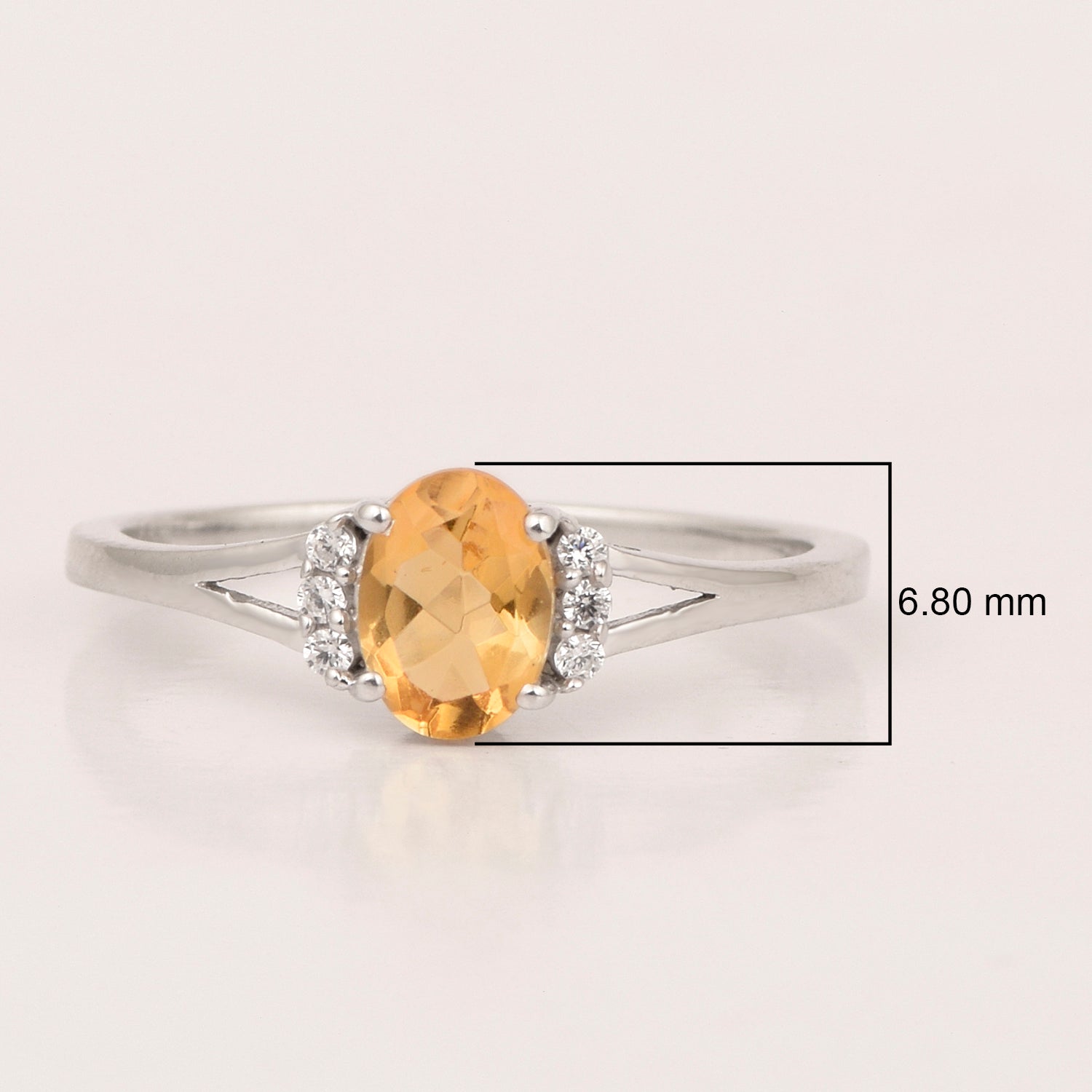 0.65 Ctw Oval Citrine 925 Sterling Silver Solitaire Accents Women Wedding Ring - Kimaya INC