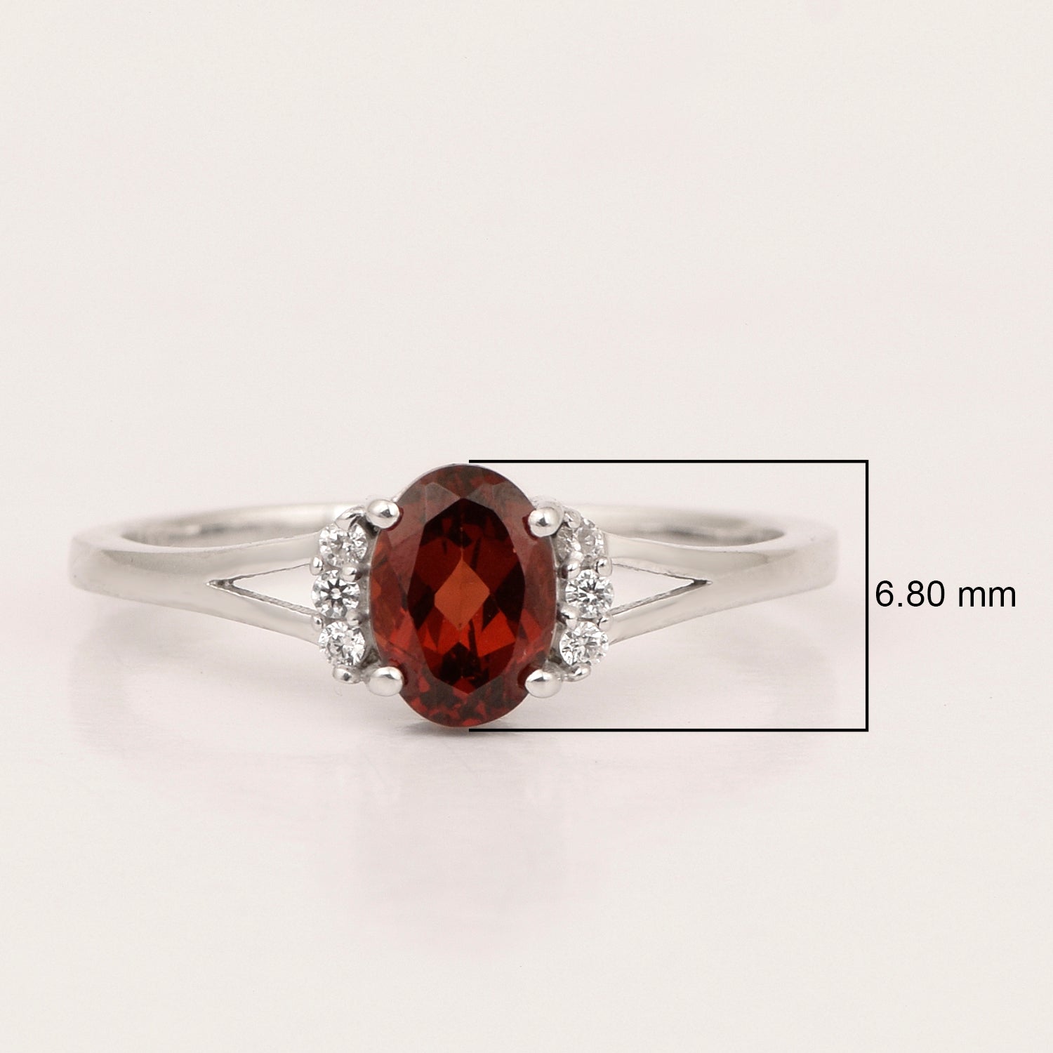 0.65 Ctw Oval Garnet 925 Sterling Silver Solitaire Accents Women Wedding Ring - Kimaya INC