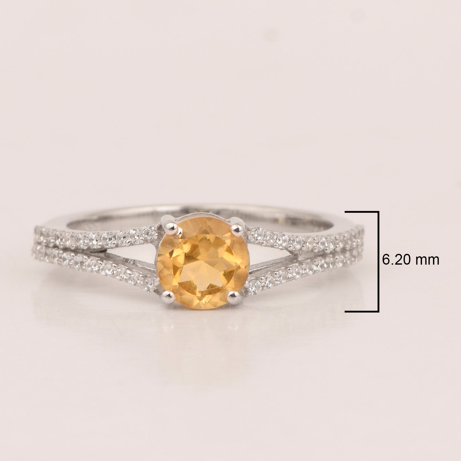 Round 0.85 Ctw Citrine Birthstone 925 Sterling Silver Cluster Women Ring - Kimaya INC