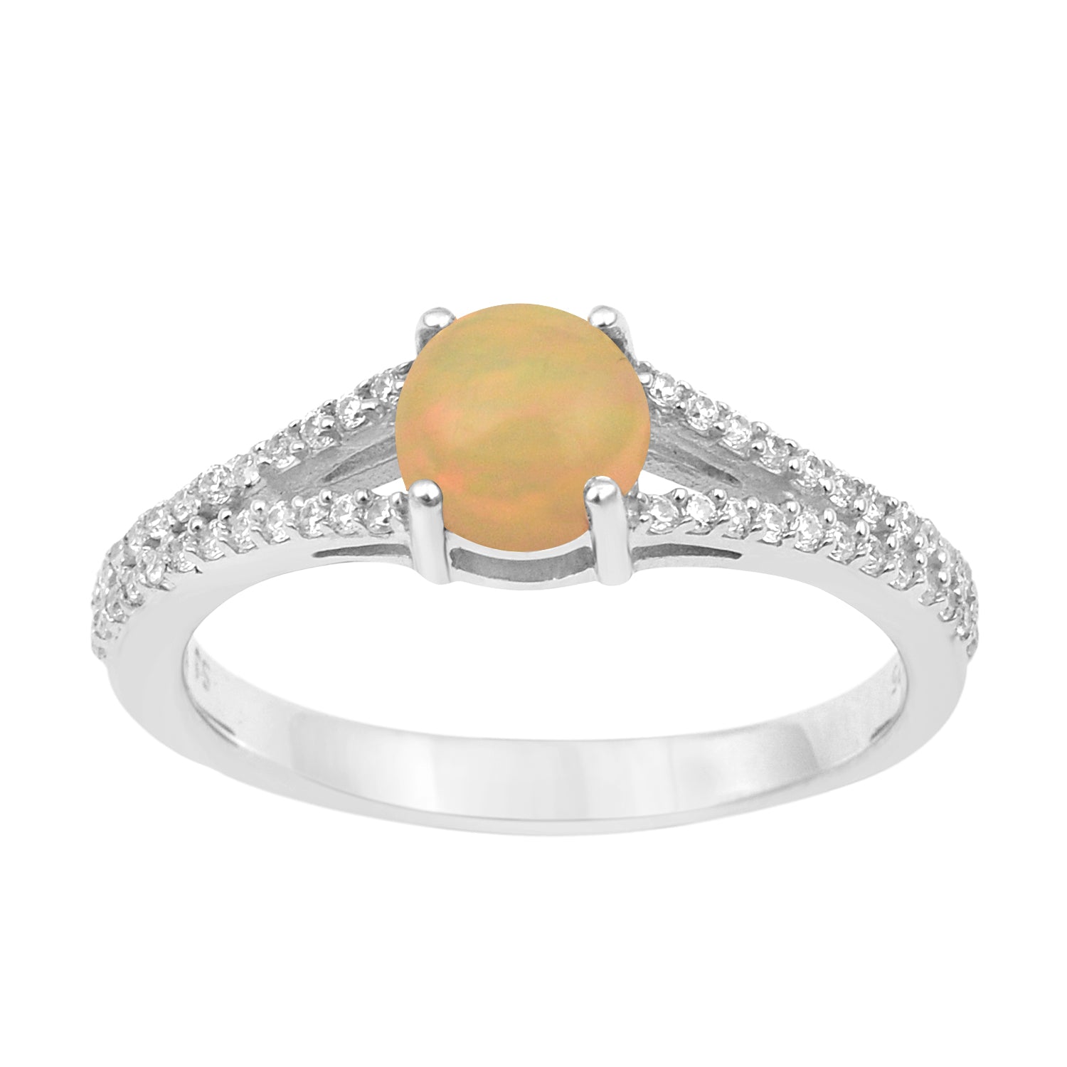 Round 0.85 Ctw Opal Birthstone 925 Sterling Silver Cluster Women Ring - Kimaya INC