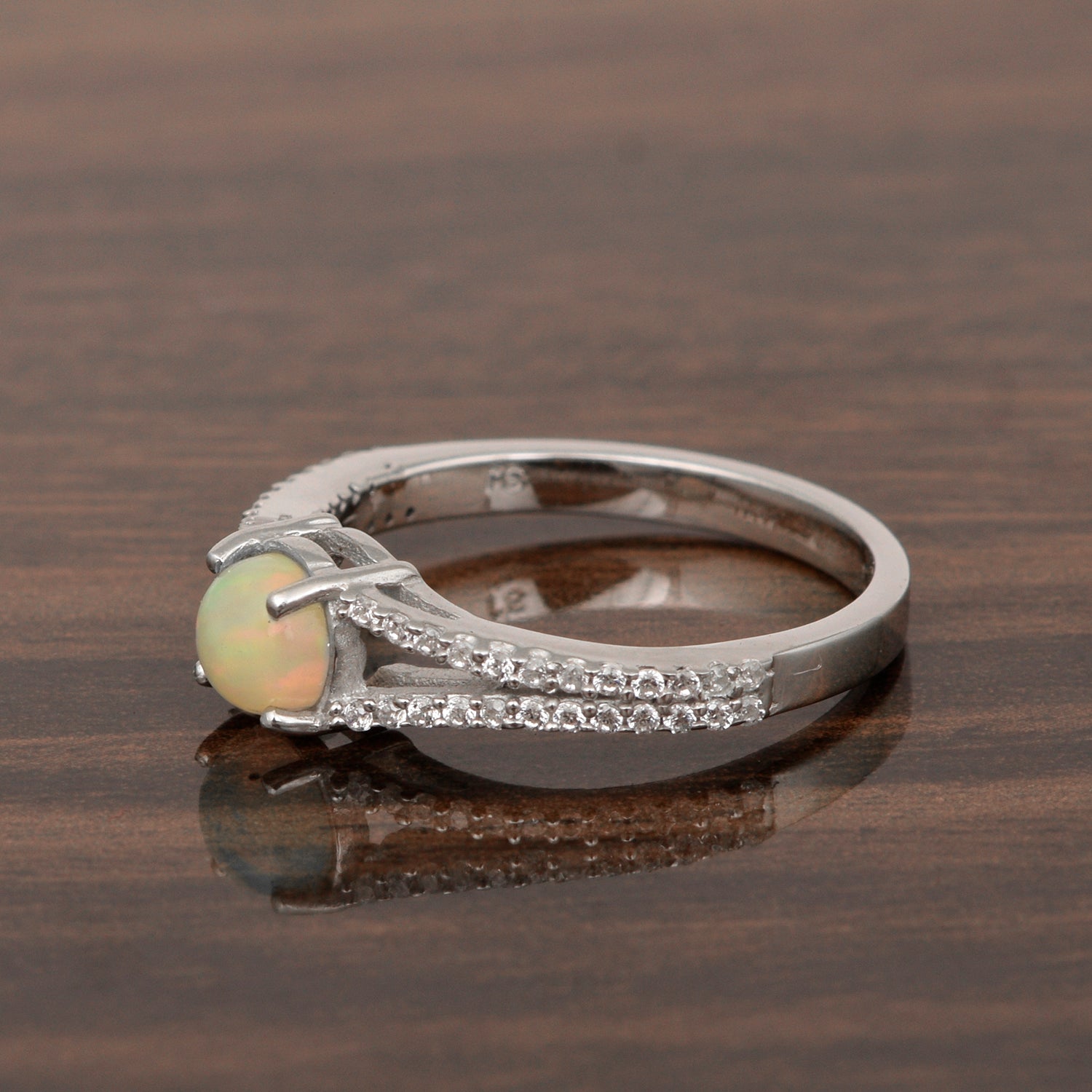 Round 0.85 Ctw Opal Birthstone 925 Sterling Silver Cluster Women Ring - Kimaya INC