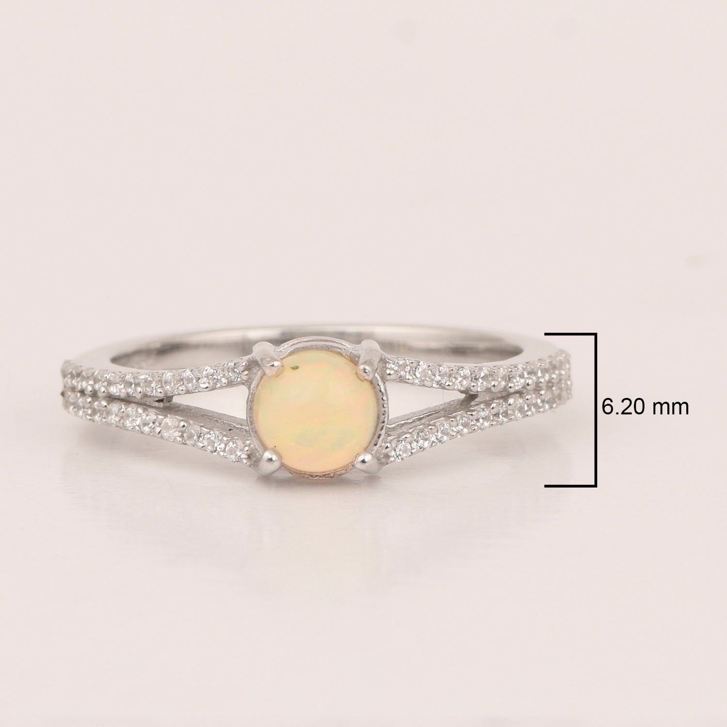 Round 0.85 Ctw Opal Birthstone 925 Sterling Silver Cluster Women Ring - Kimaya INC