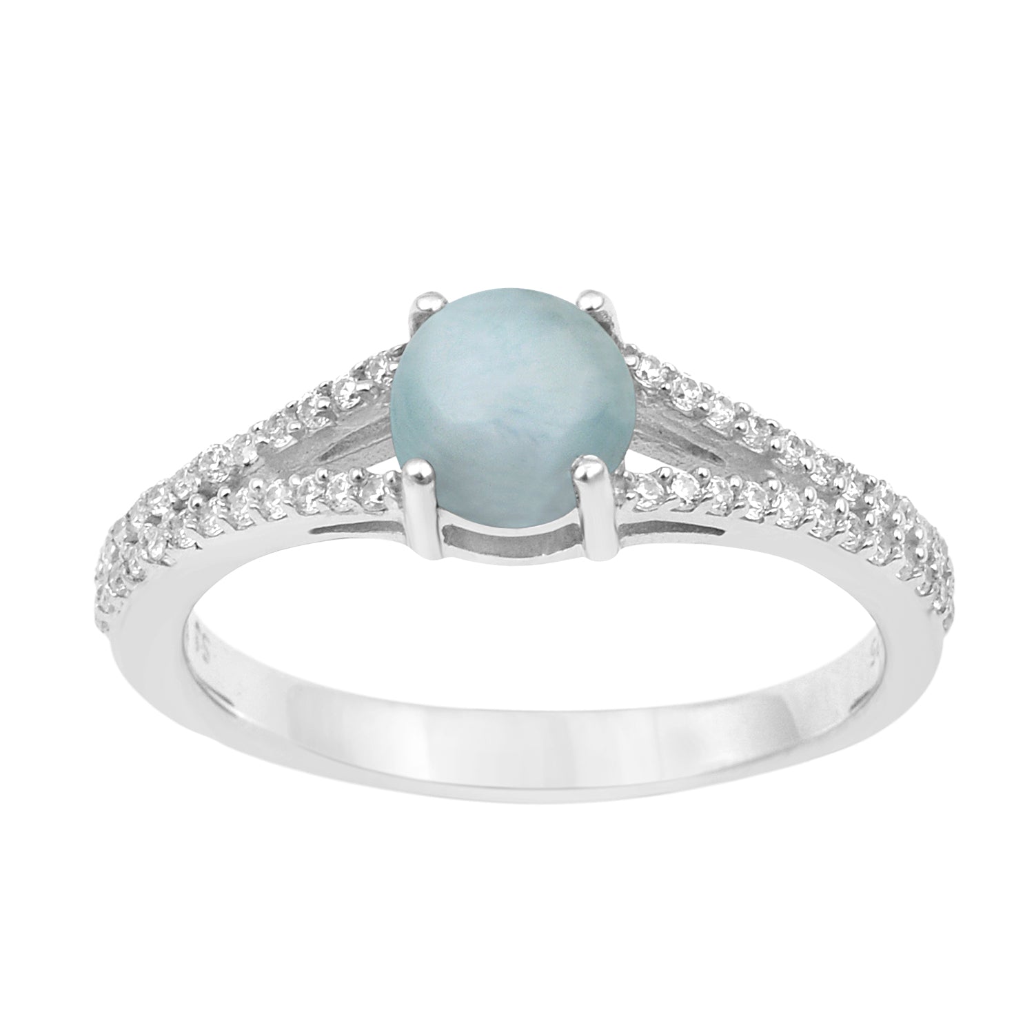 Round 0.85 Ctw Larimar Birthstone 925 Sterling Silver Cluster Women Ring - Kimaya INC