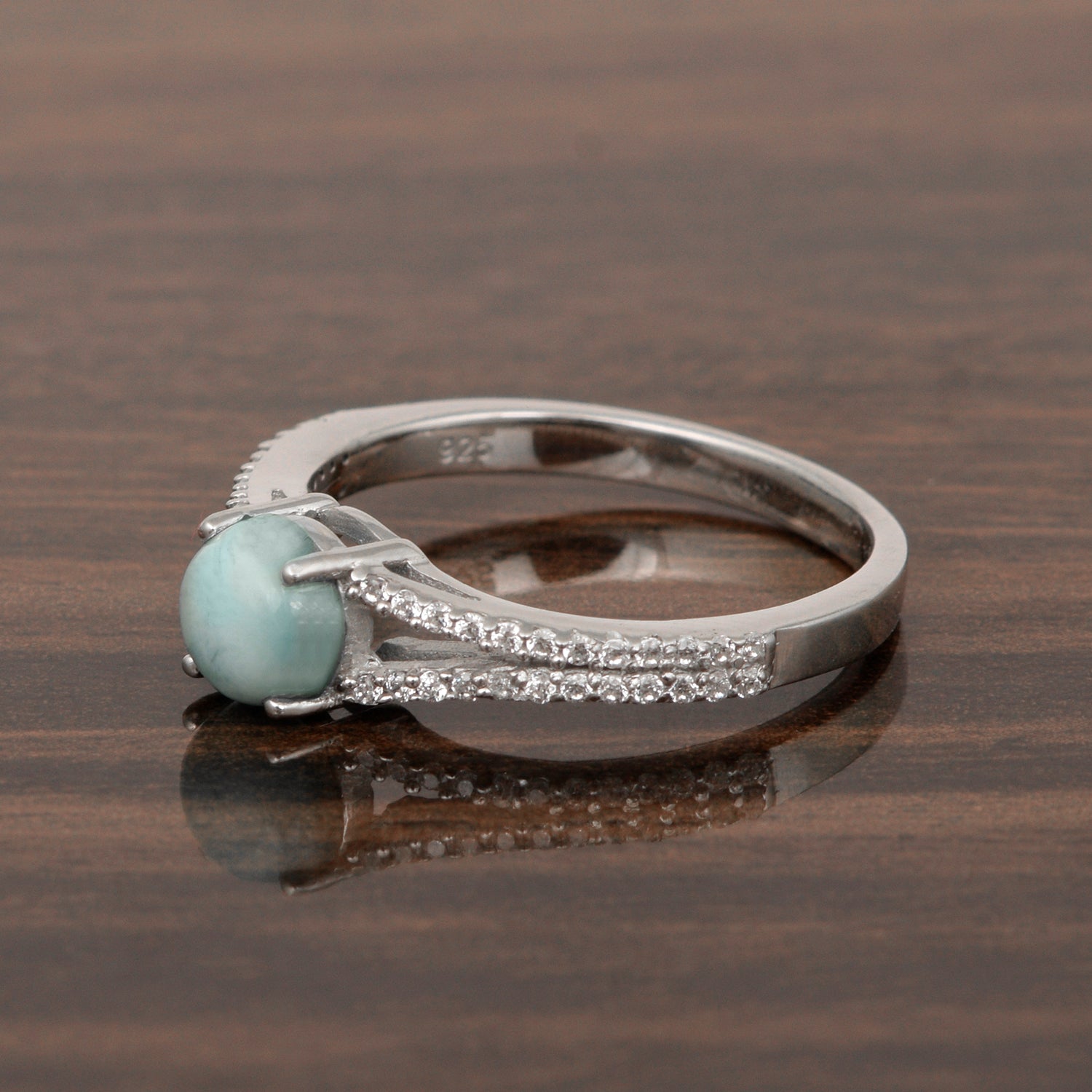 Round 0.85 Ctw Larimar Birthstone 925 Sterling Silver Cluster Women Ring - Kimaya INC