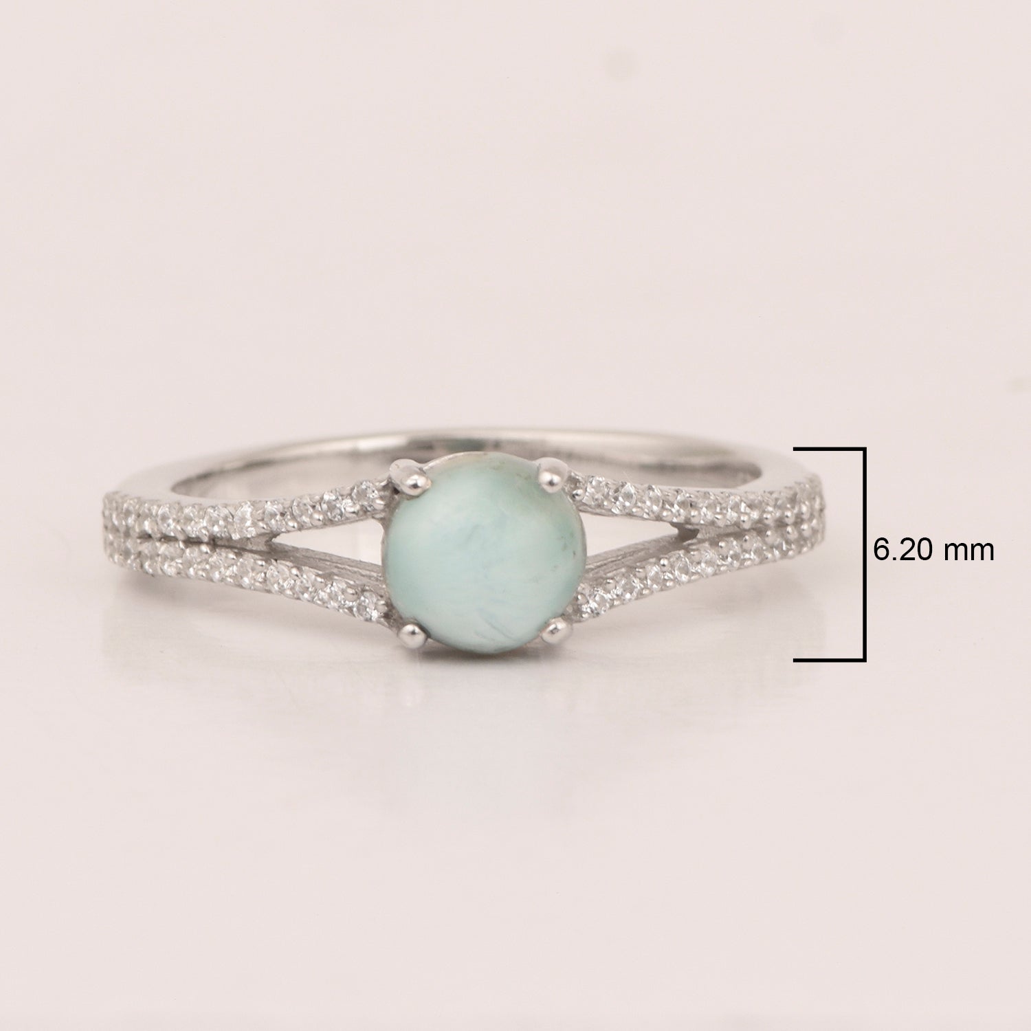 Round 0.85 Ctw Larimar Birthstone 925 Sterling Silver Cluster Women Ring - Kimaya INC