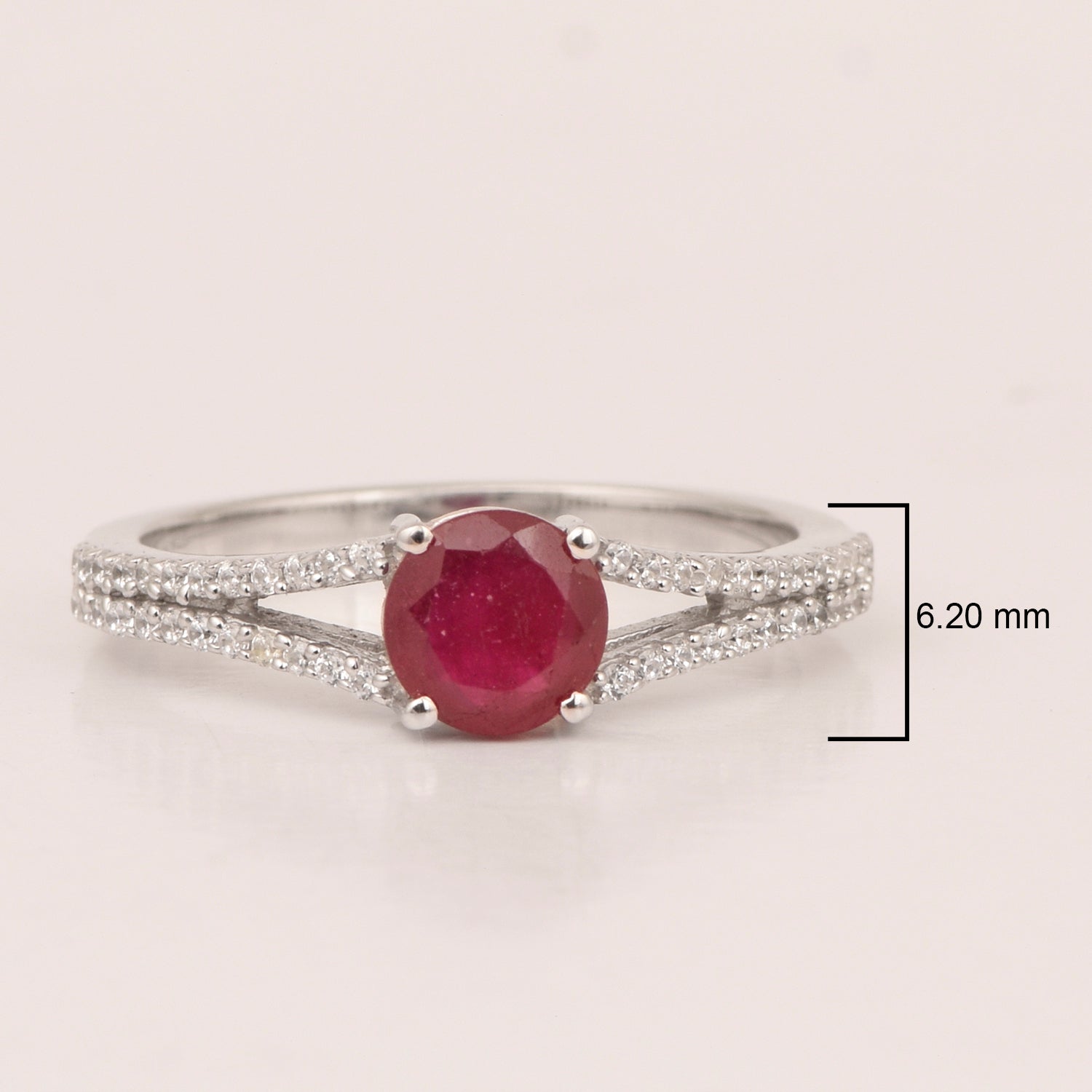 Round 0.85 Ctw Ruby Birthstone 925 Sterling Silver Cluster Women Ring - Kimaya INC