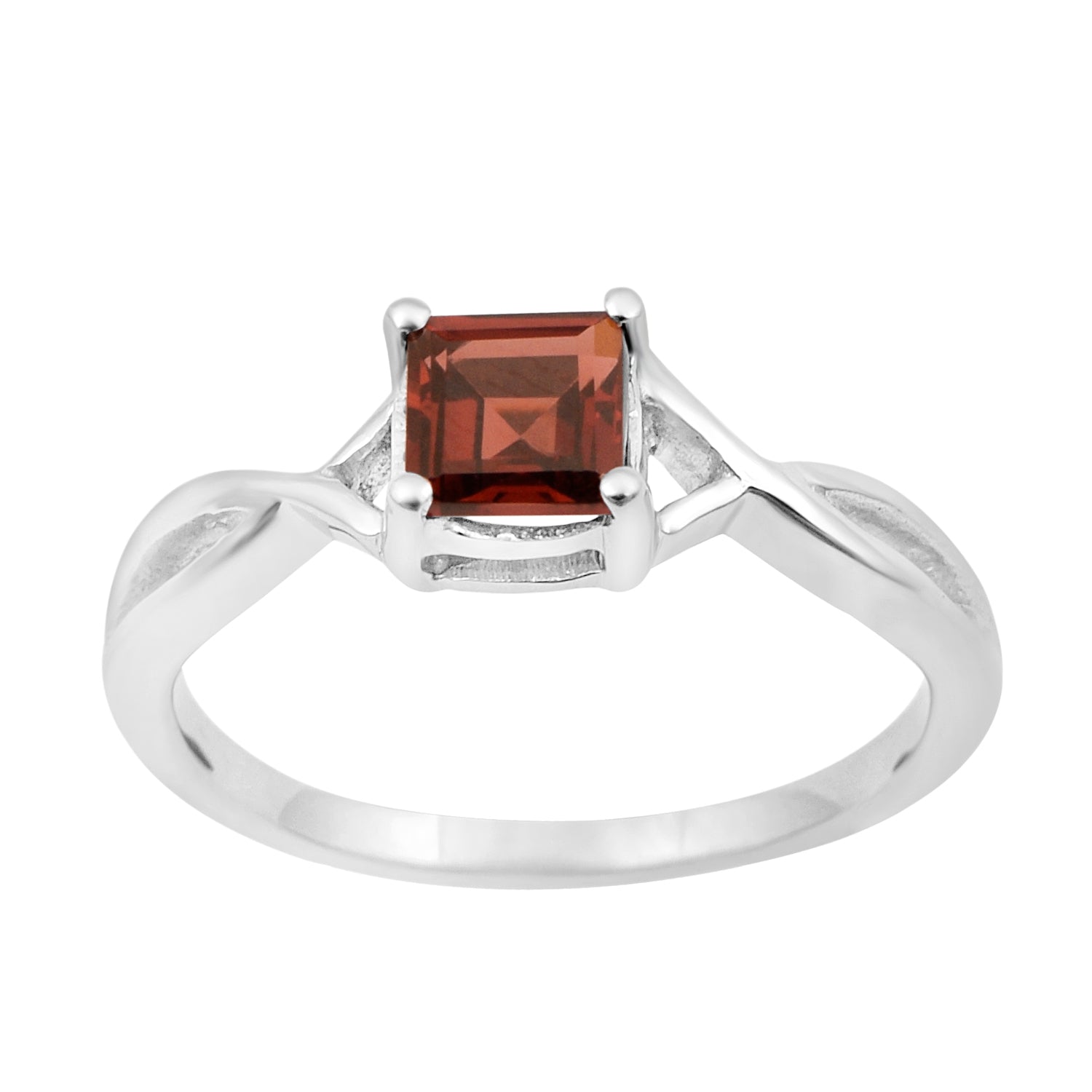 Square 5MM Garnet Gemstone 925 Sterling Silver Celtic Knot Solitaire Ring - Kimaya INC