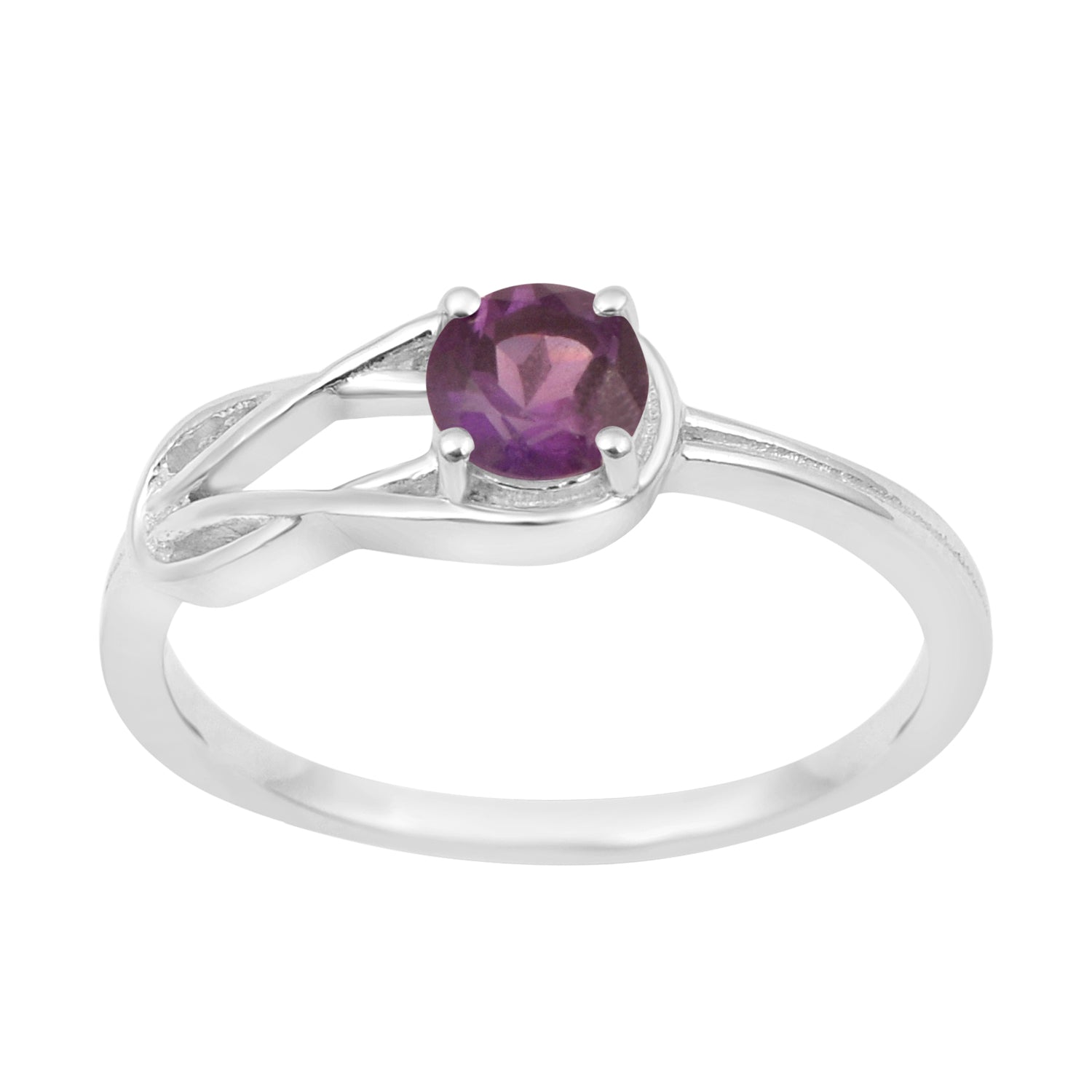 5 MM Round Amethyst Gemstone 925 Sterling Silver Triquetra Celtic Trinity Knot Ring - Kimaya INC