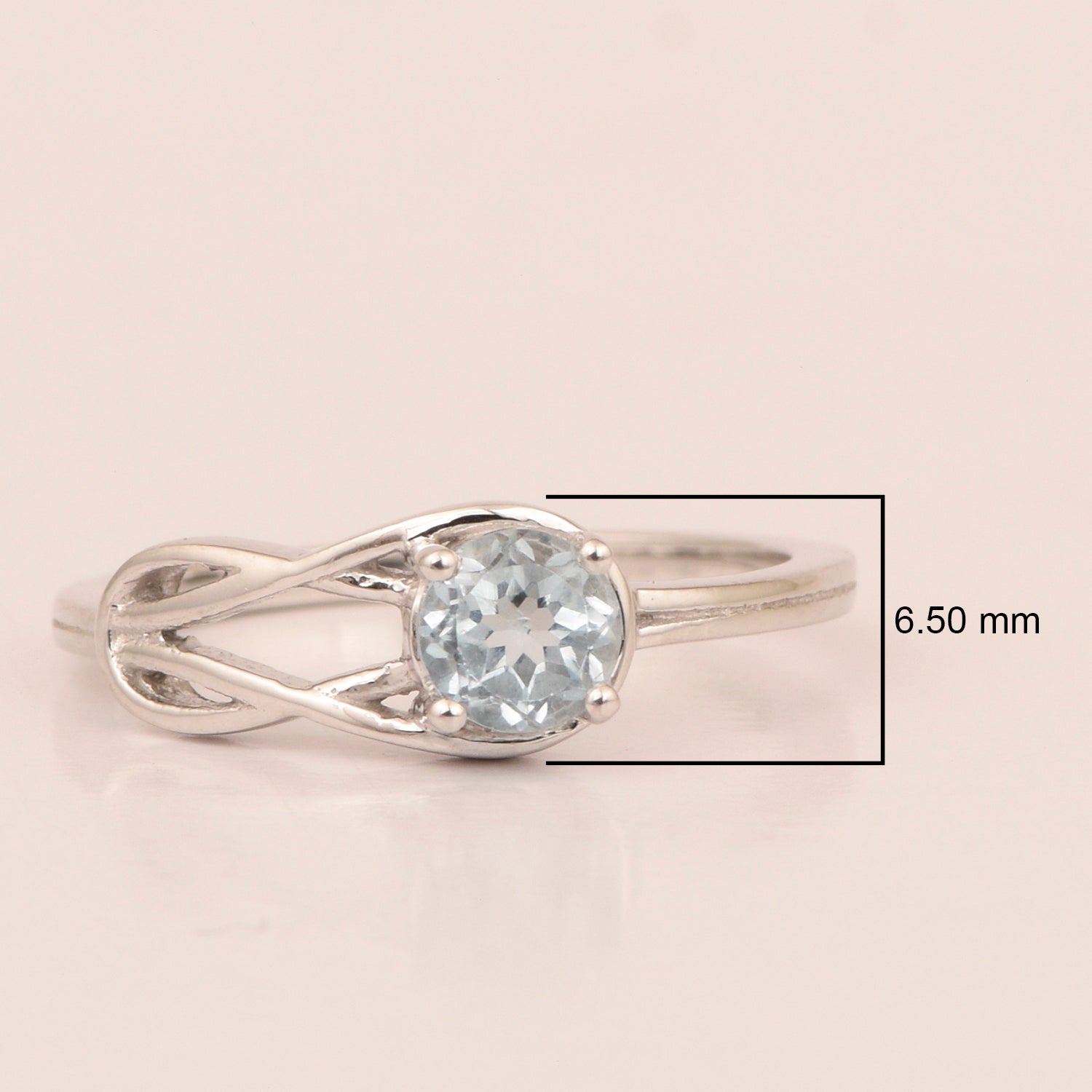 5 MM Round Blue Topaz Gemstone 925 Sterling Silver Triquetra Celtic Trinity Knot Ring - Kimaya INC