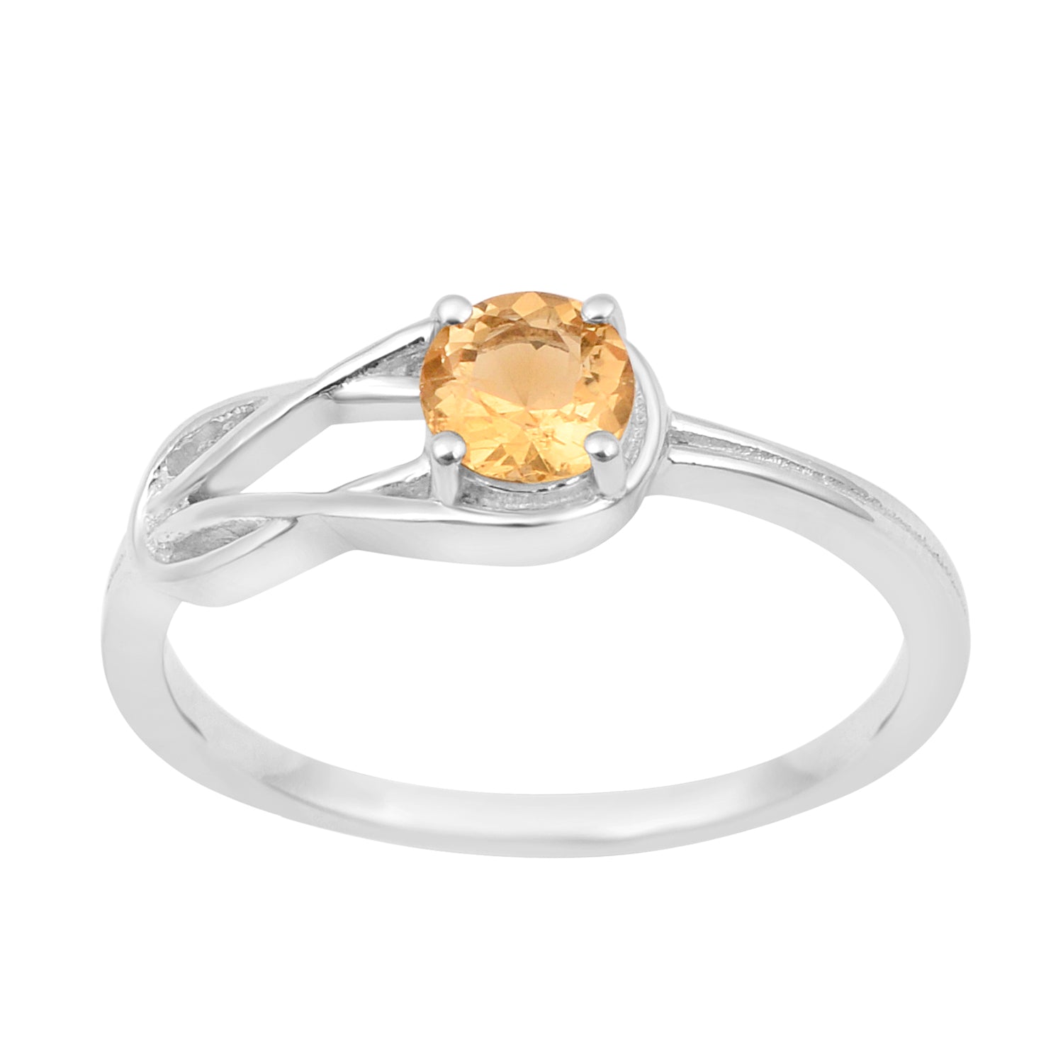 5 MM Round Citrine Gemstone 925 Sterling Silver Triquetra Celtic Trinity Knot Ring - Kimaya INC