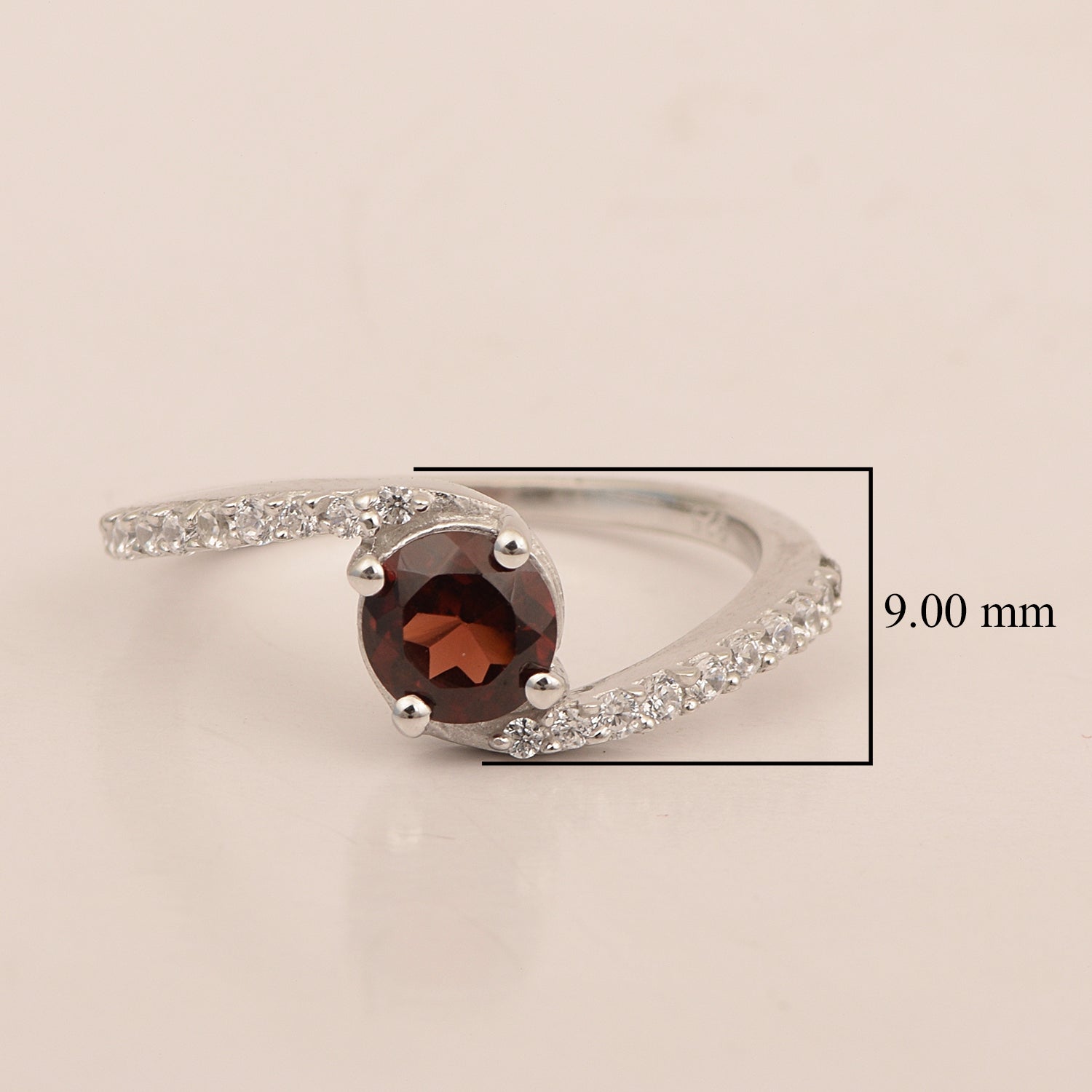 925 Sterling Silver Round 5mm Garnet Women Wedding Ring - Kimaya INC