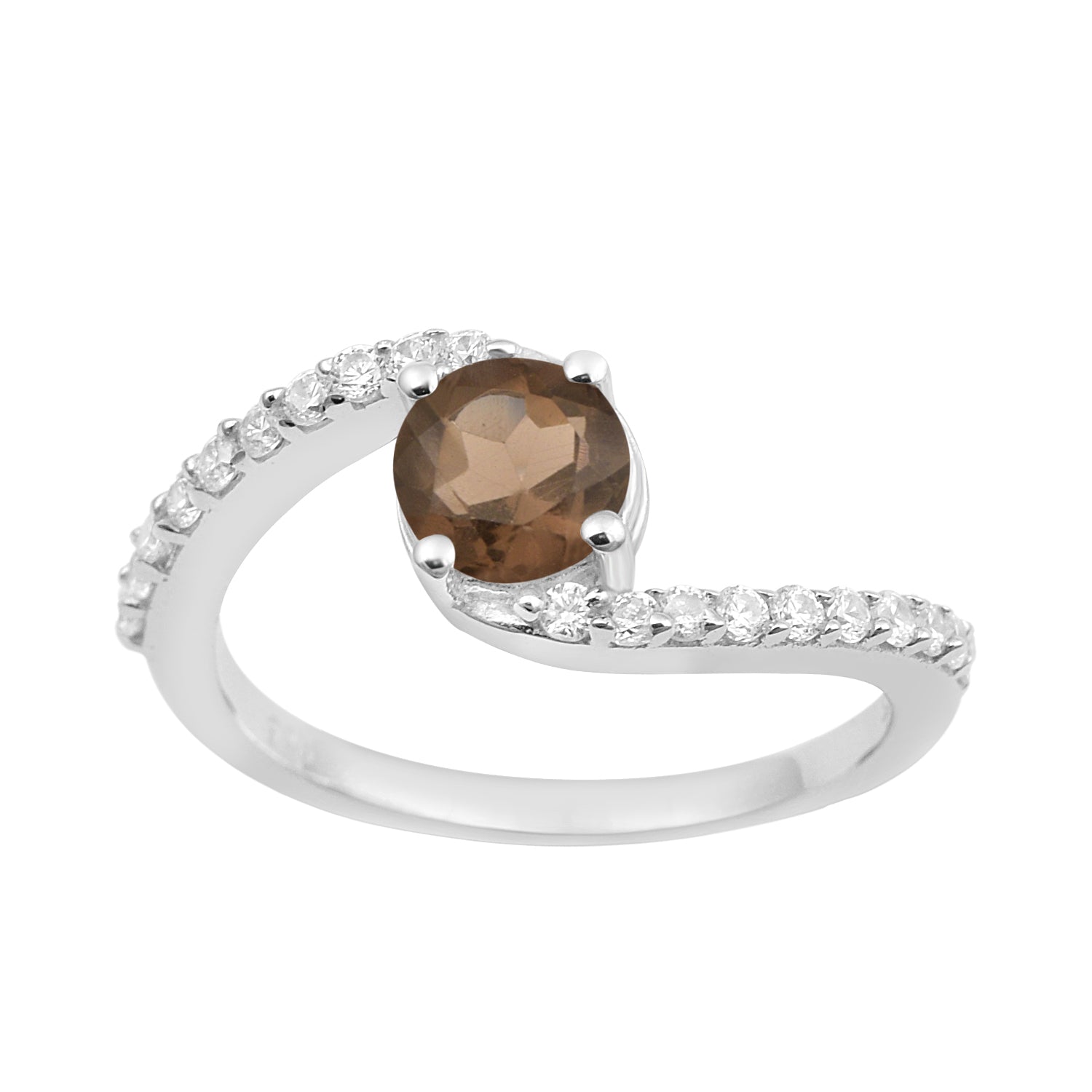925 Sterling Silver Round 5mm Smoky Quartz Women Wedding Ring - Kimaya INC