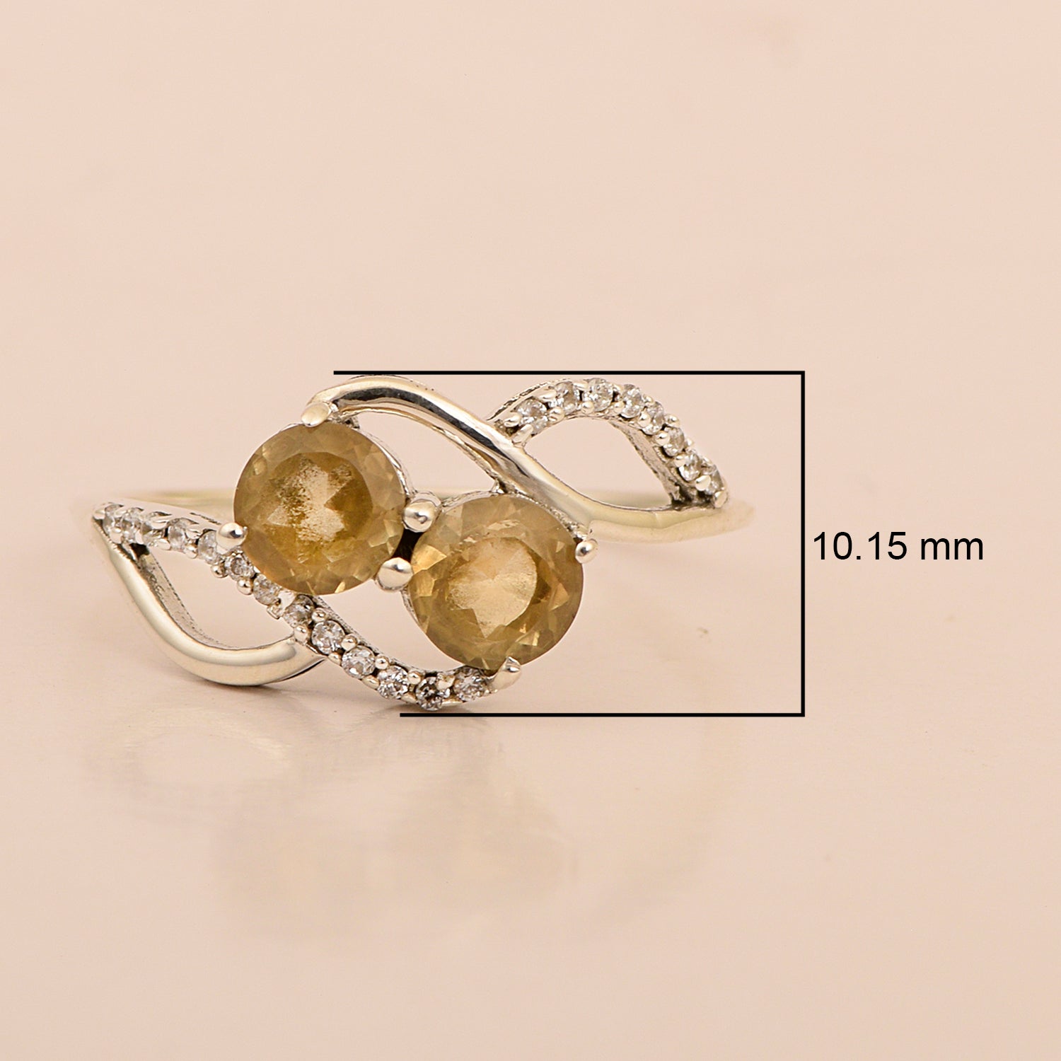 Cocktail 925 Sterling Silver Dual Round Stone 5MM Citrine Love Ring - Kimaya INC