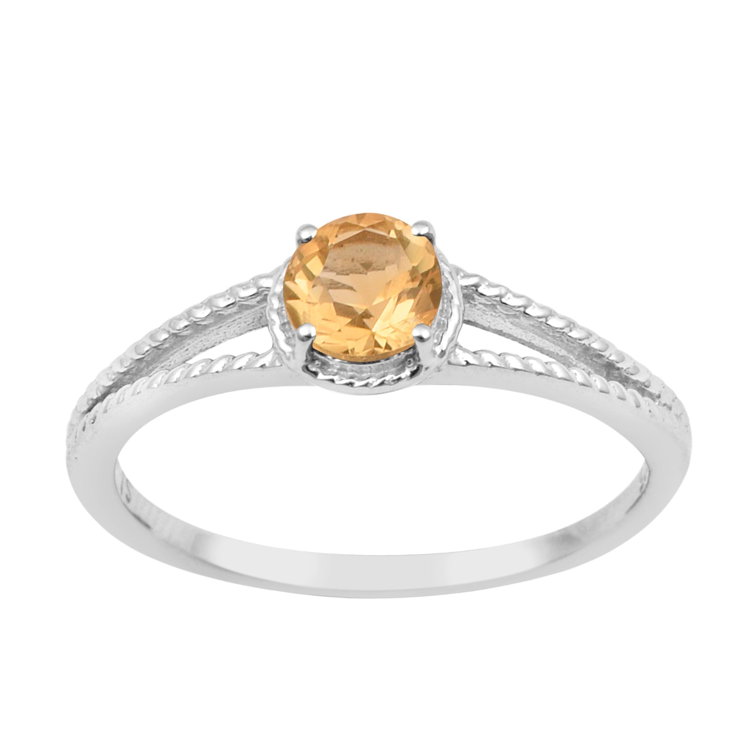 Dual Band 0.55 Ctw Citrine 925 Sterling Silver Women Engagement Ring - Kimaya INC