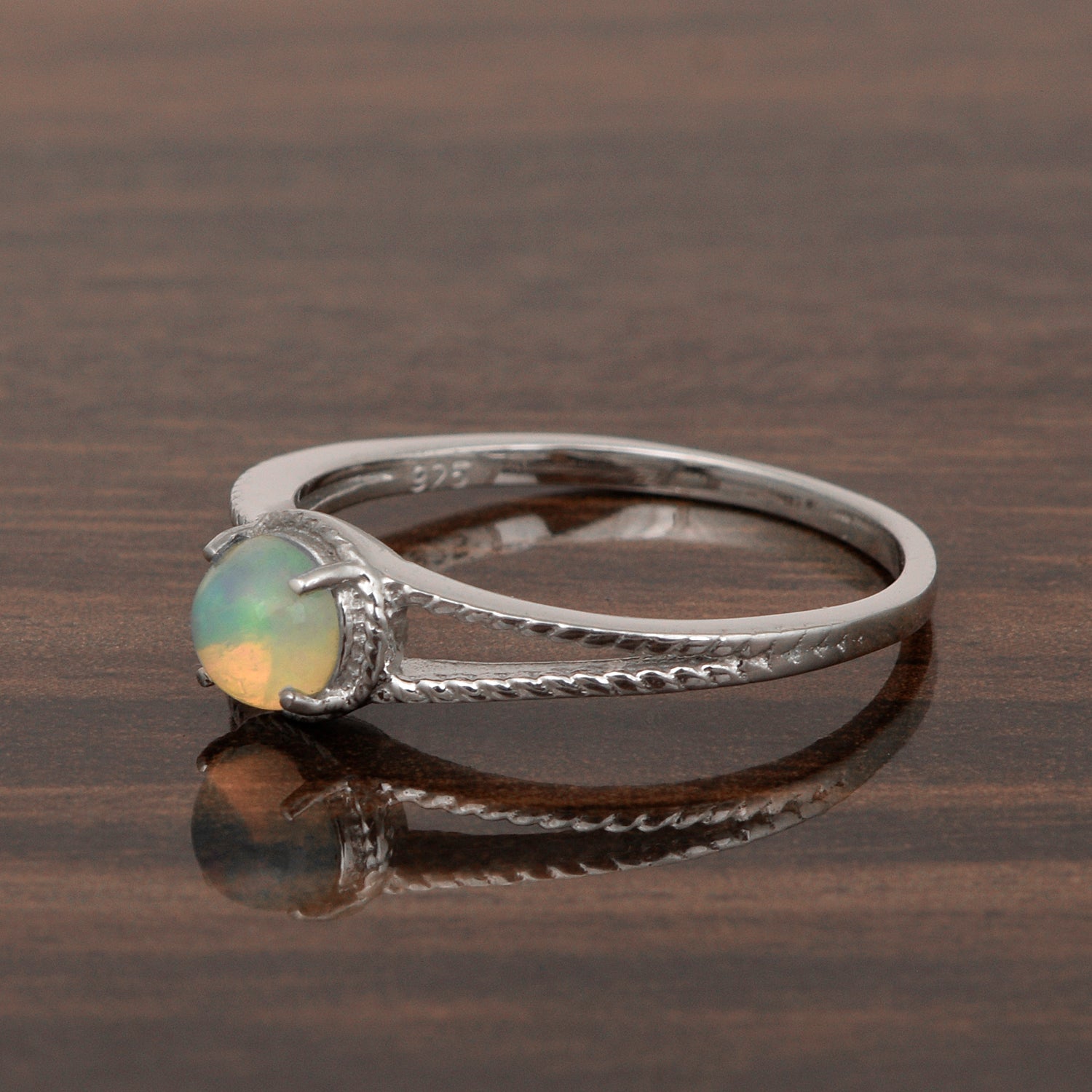 Dual Band 0.55 Ctw Opal 925 Sterling Silver Women Engagement Ring - Kimaya INC