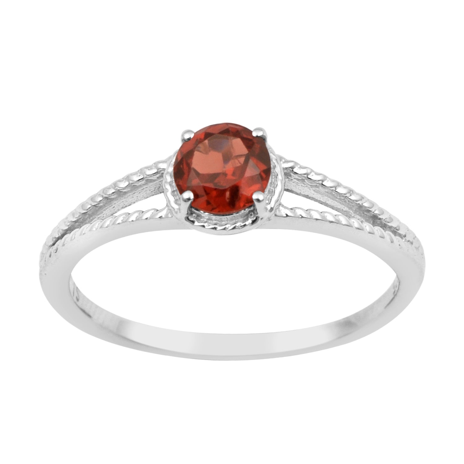 Dual Band 0.55 Ctw Garnet 925 Sterling Silver Women Engagement Ring - Kimaya INC