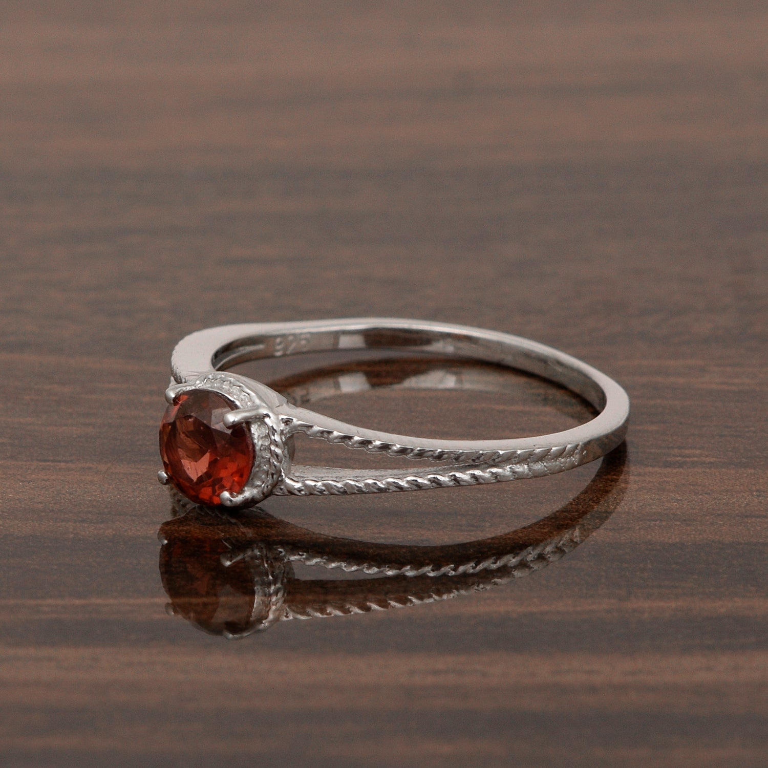 Dual Band 0.55 Ctw Garnet 925 Sterling Silver Women Engagement Ring - Kimaya INC