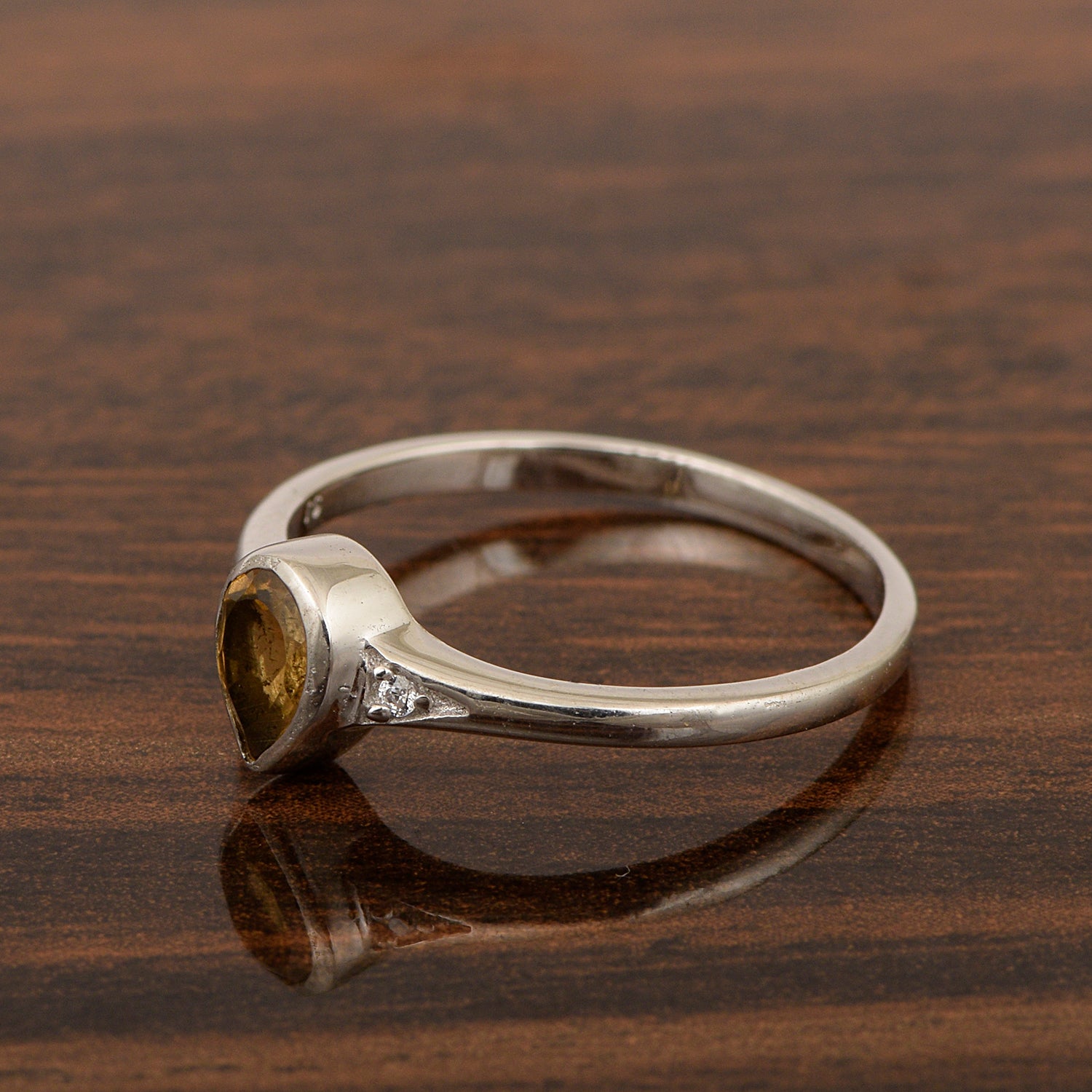 925 Sterling Silver Pear Shape 6X4MM Citrine Women Solitaire Ring - Kimaya INC