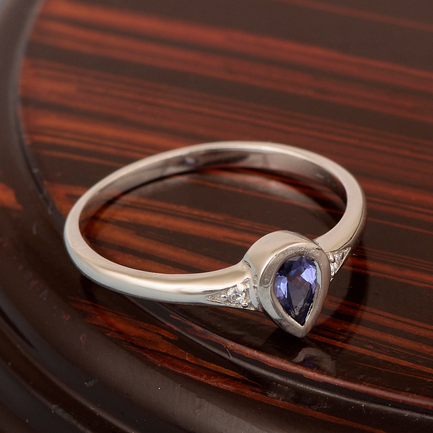 925 Sterling Silver Pear Shape 6X4MM Tanzanite Women Solitaire Ring - Kimaya INC