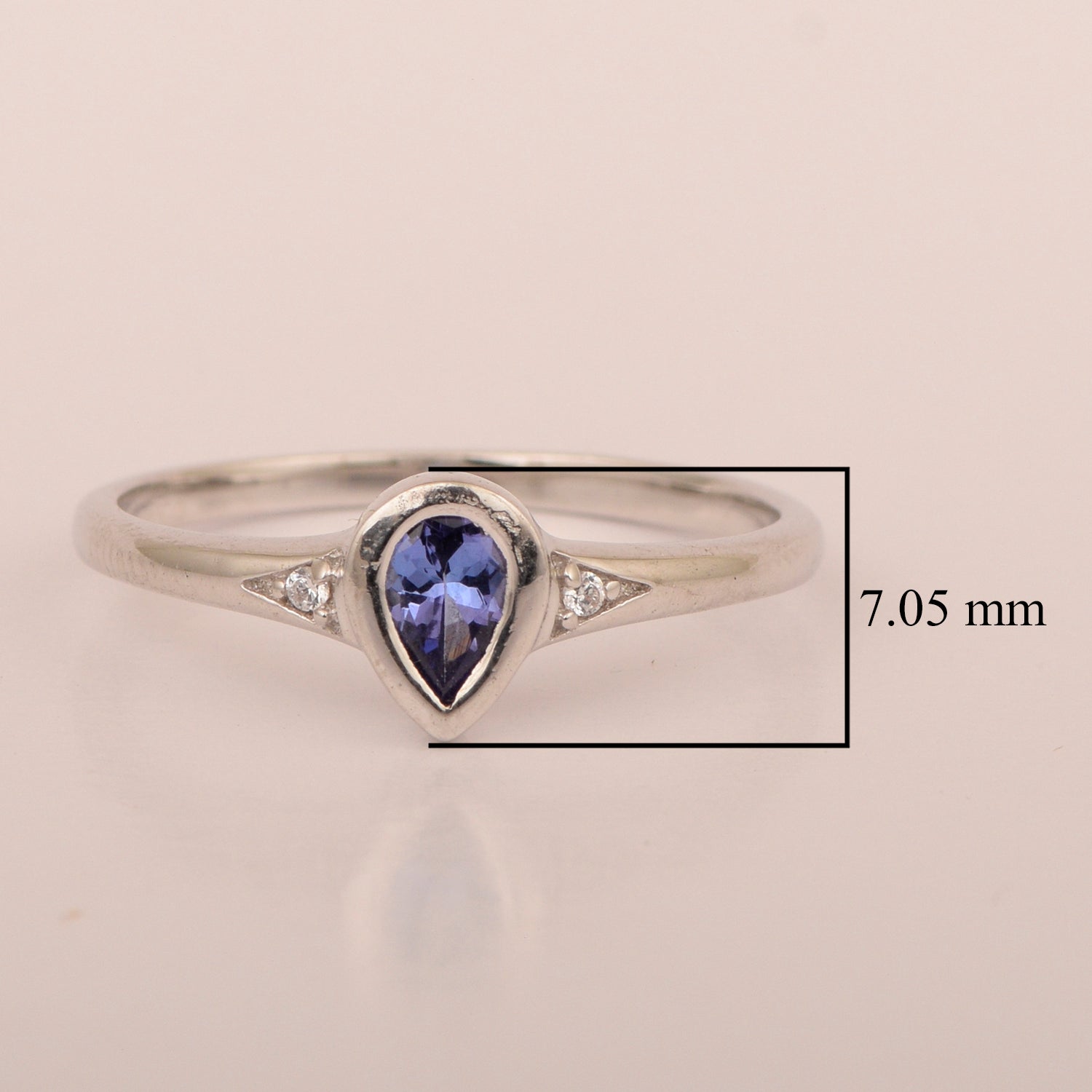 925 Sterling Silver Pear Shape 6X4MM Tanzanite Women Solitaire Ring - Kimaya INC