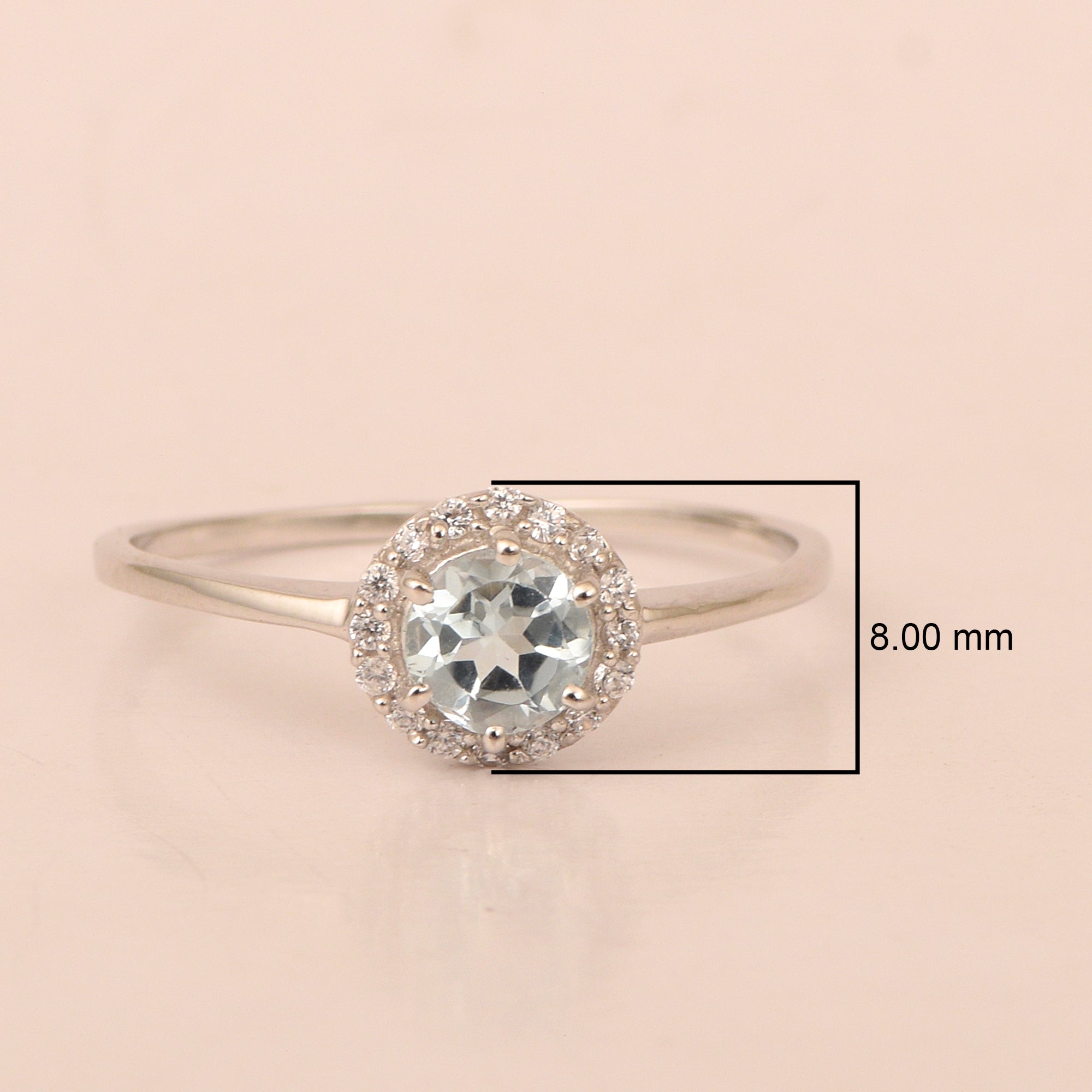 925 Sterling Silver Round 5MM Blue Topaz Solitaire Accents Ring - Kimaya INC