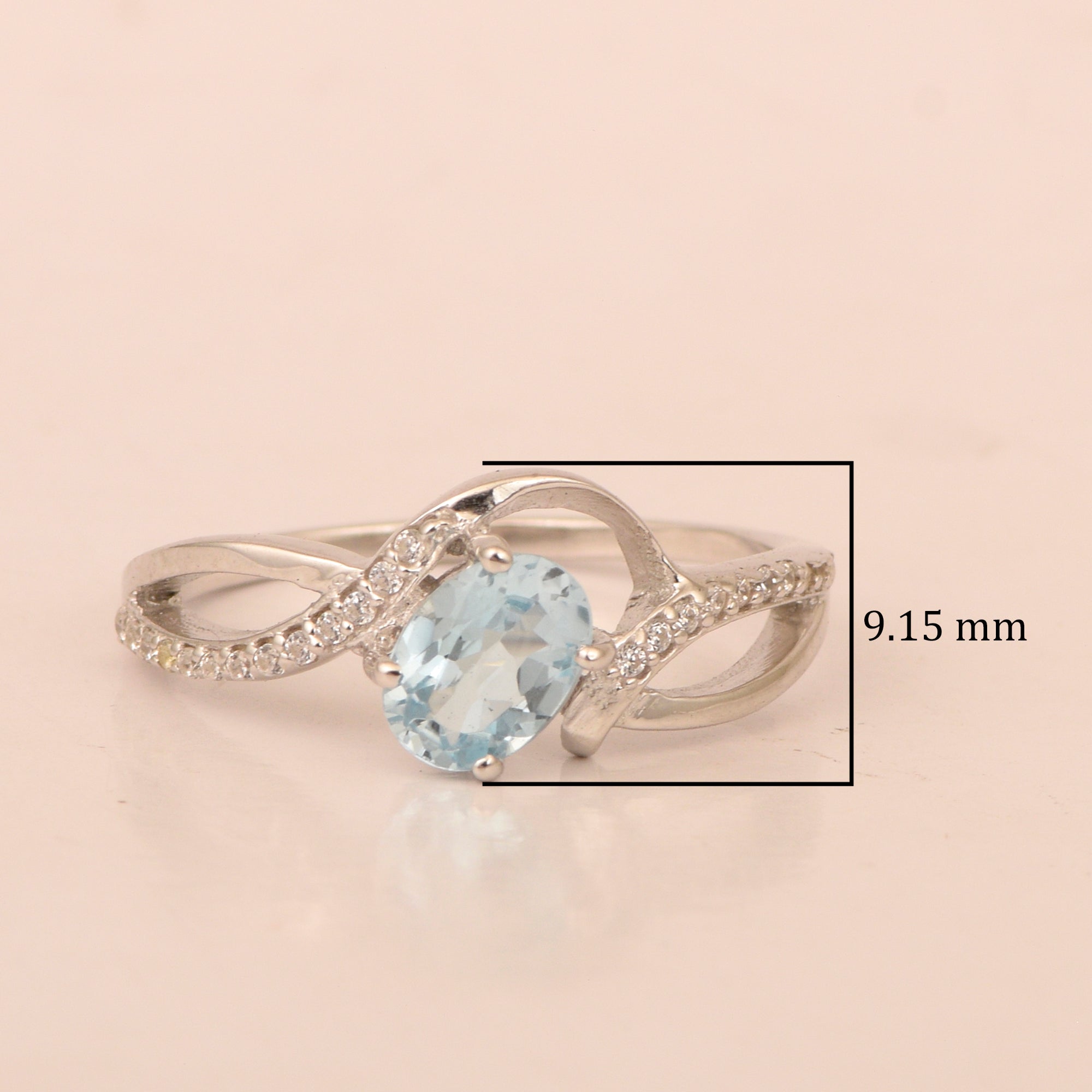 925 Sterling Silver Oval 7X5MM Blue Topaz Birthstone Rings - Kimaya INC